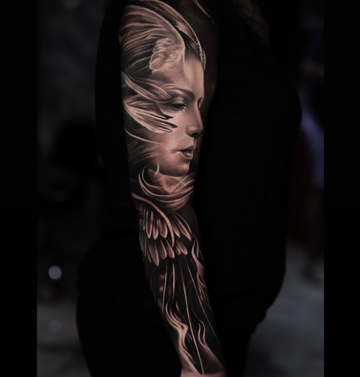 Woman with wings realism tattoo on the forearm by π¨π»βπ¨Ever luis Rivero π¨π»βπ¨