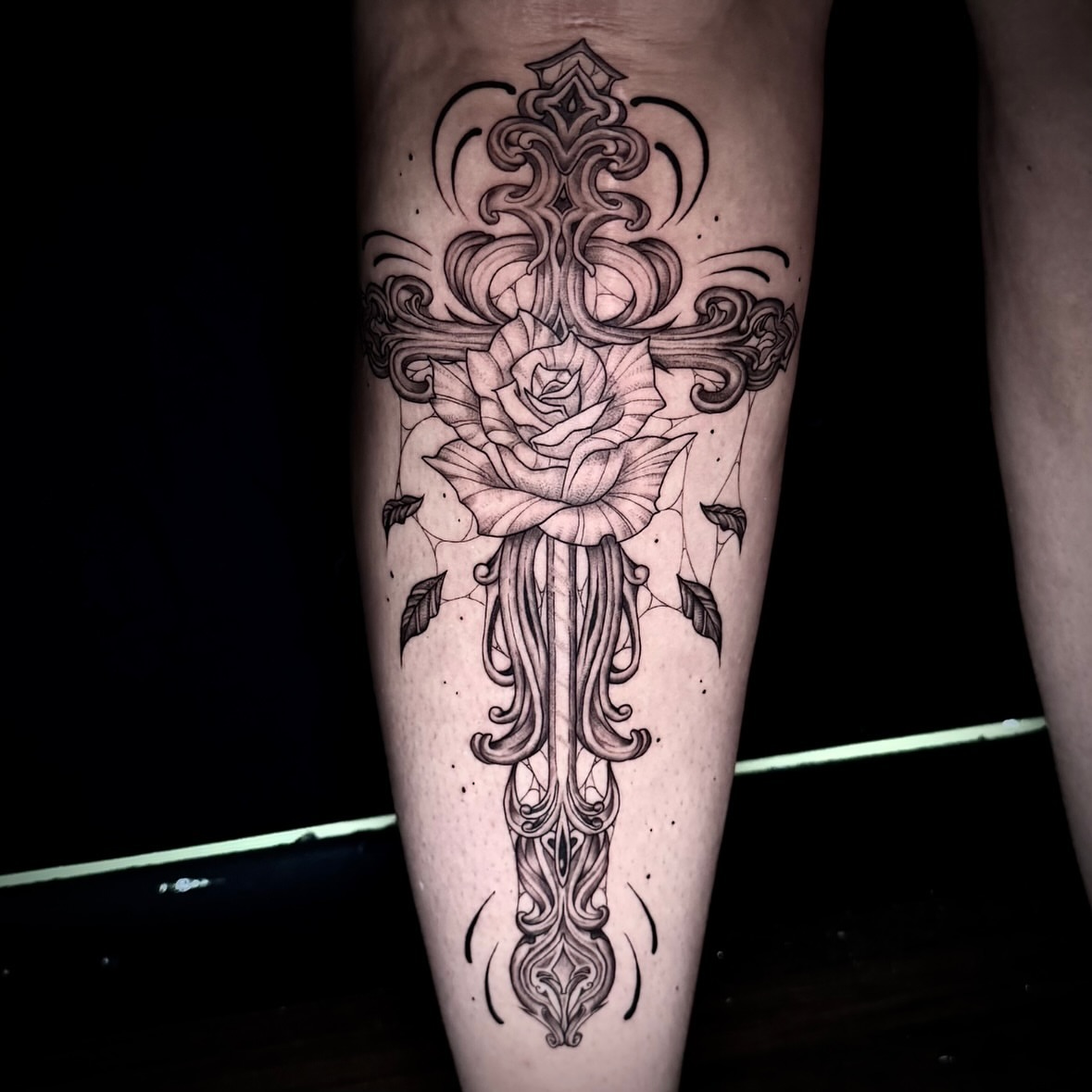 Tattoo by @corycabletattoos — black_and_grey, ornamental