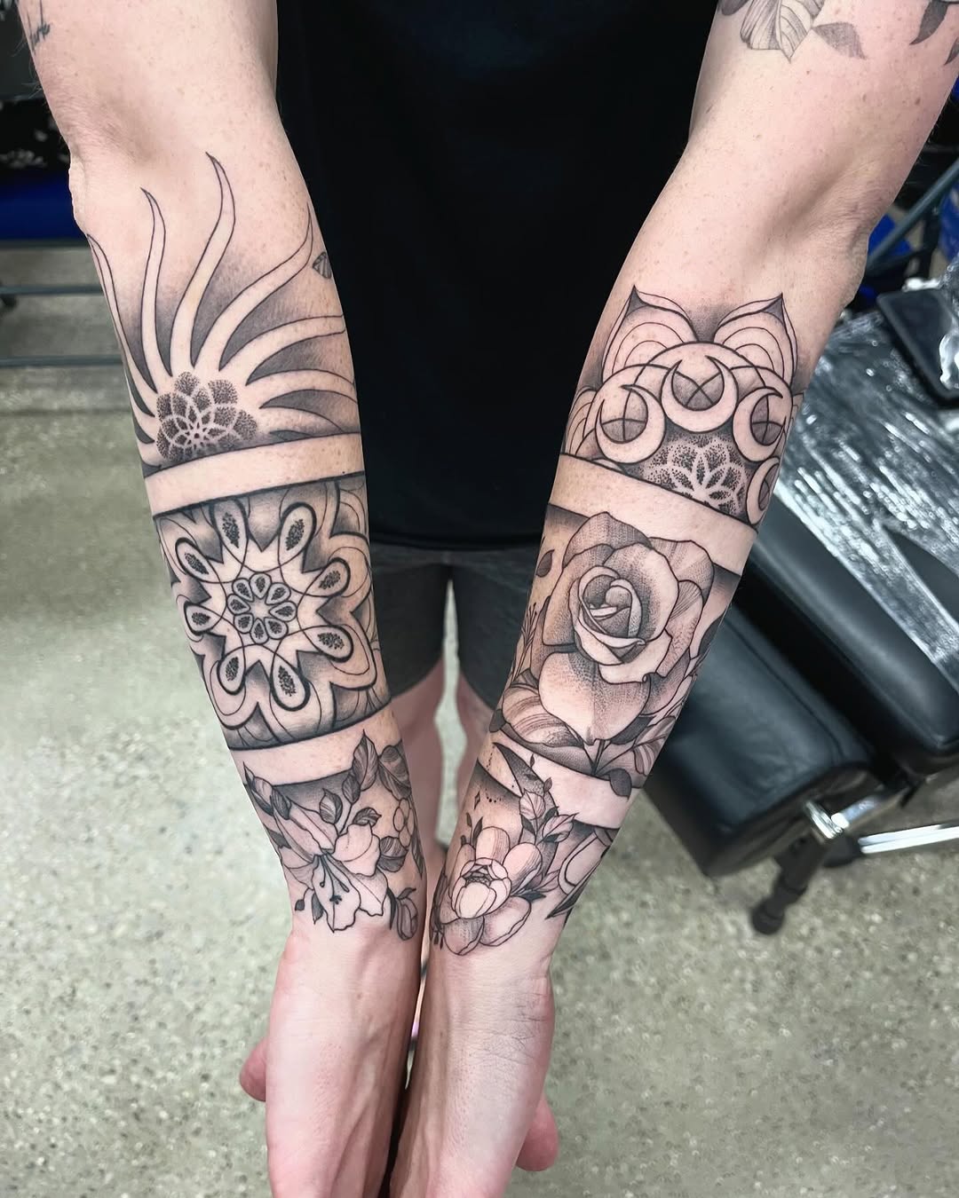 Tattoo by @thinkinkjr — black_and_grey, ornamental
