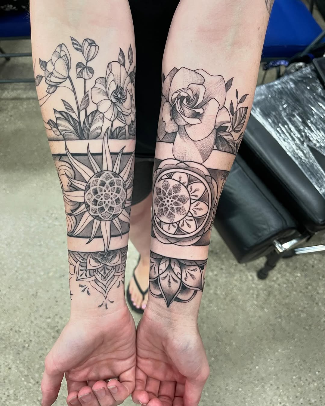 Tattoo by @thinkinkjr — black_and_grey, geometric