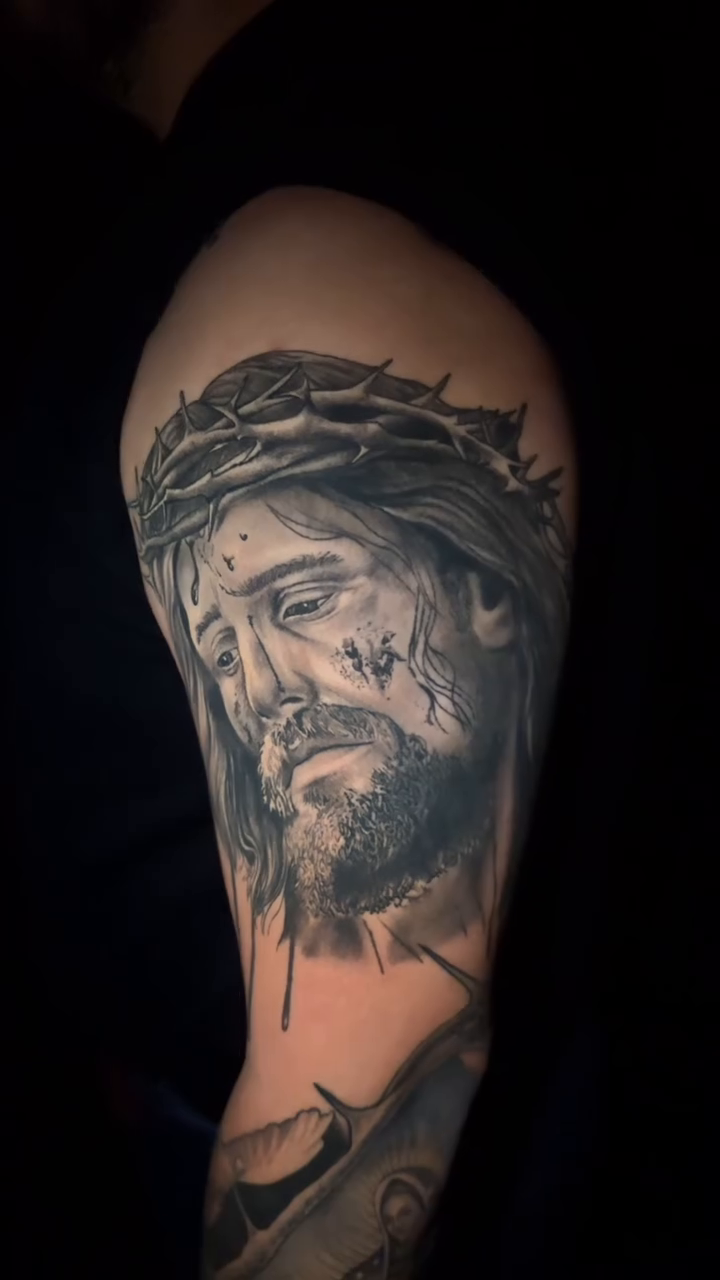 Tattoo by @pyramidofink β realism, black_and_grey
