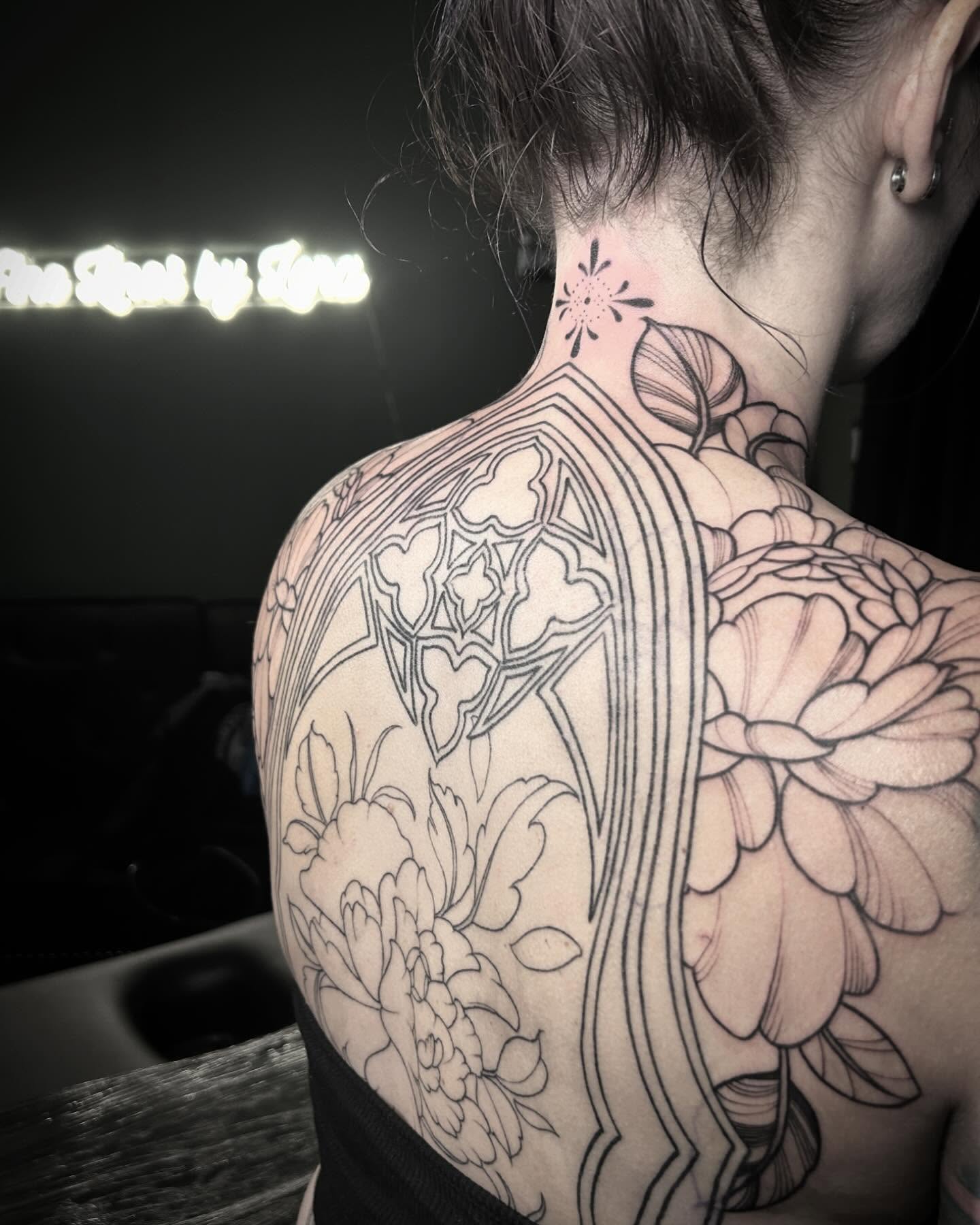 Tattoo by @finelinesbylena — black_and_grey, ornamental