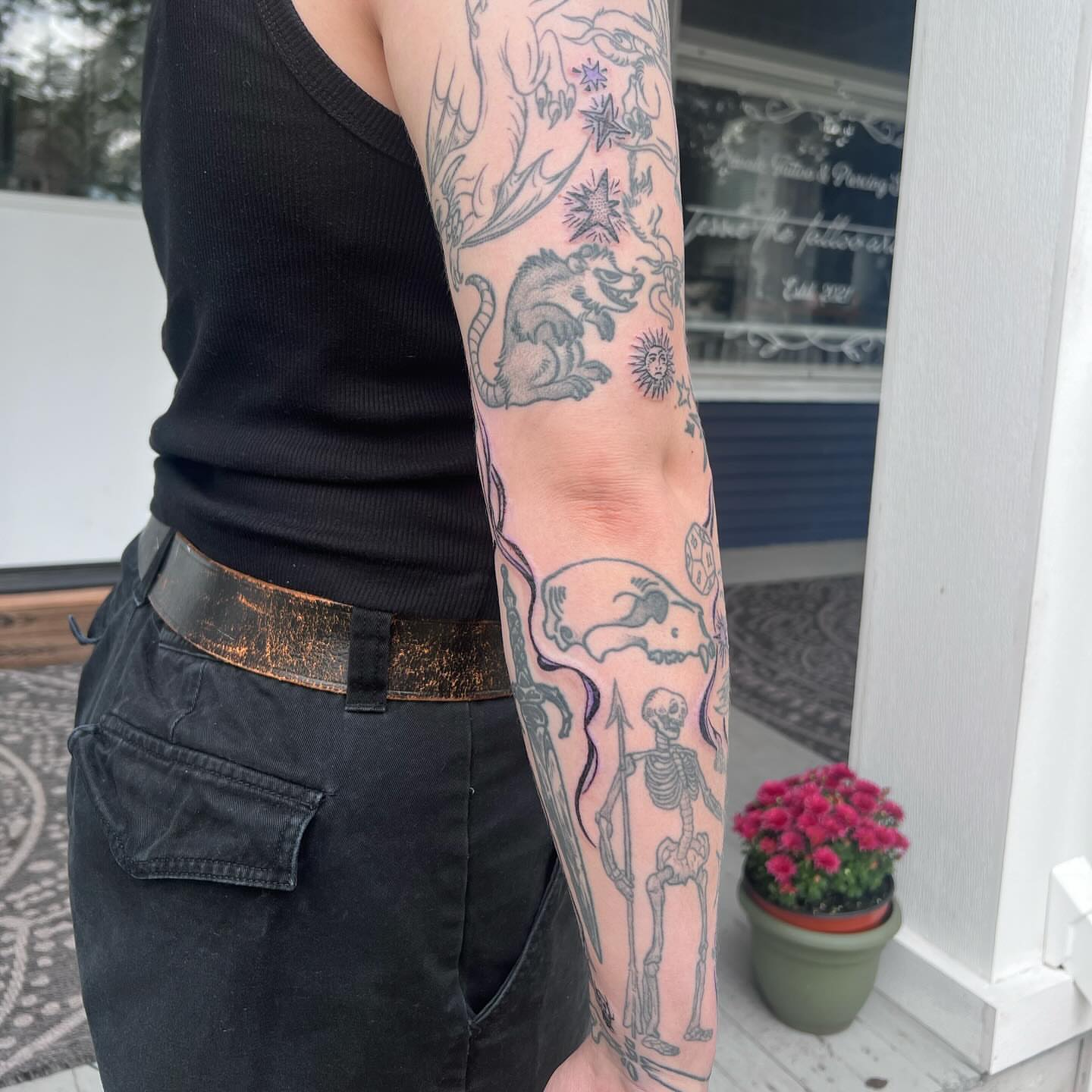 Tattoo by @birchbeast — black_and_grey