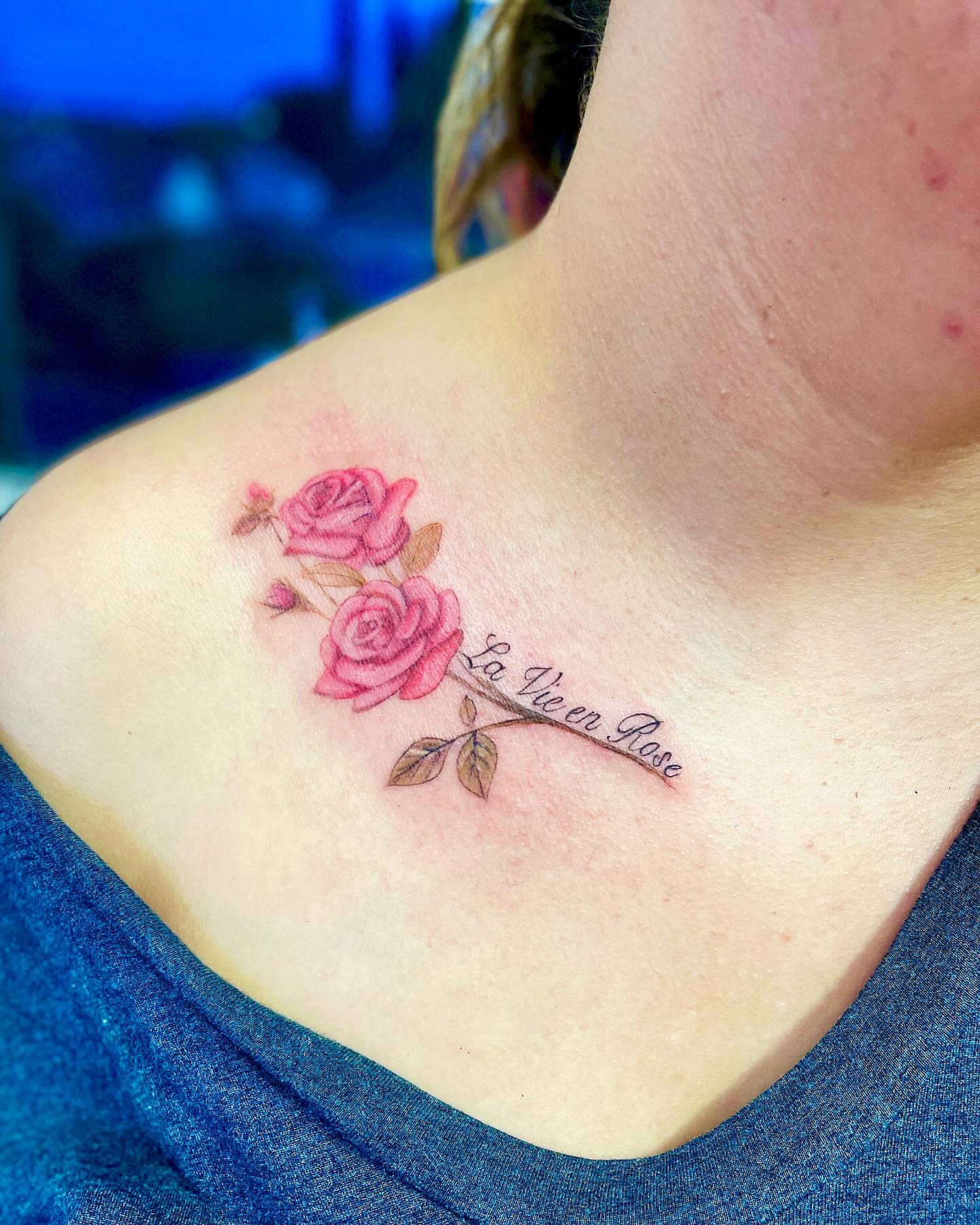 Roses watercolor tattoo on the shoulder by New Root Ink _Studio