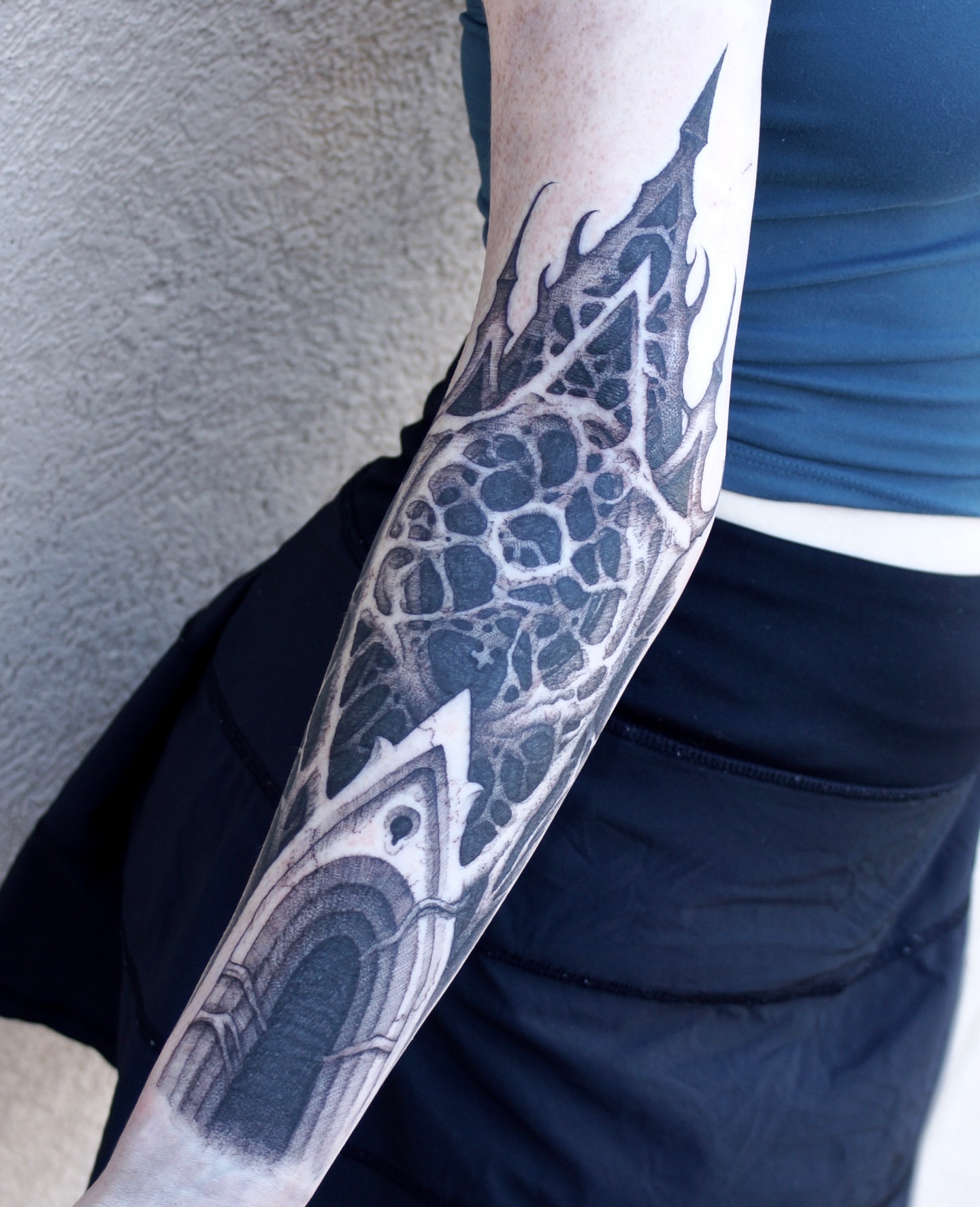 Tattoo by @bloodstonetattoos — black_and_grey, geometric