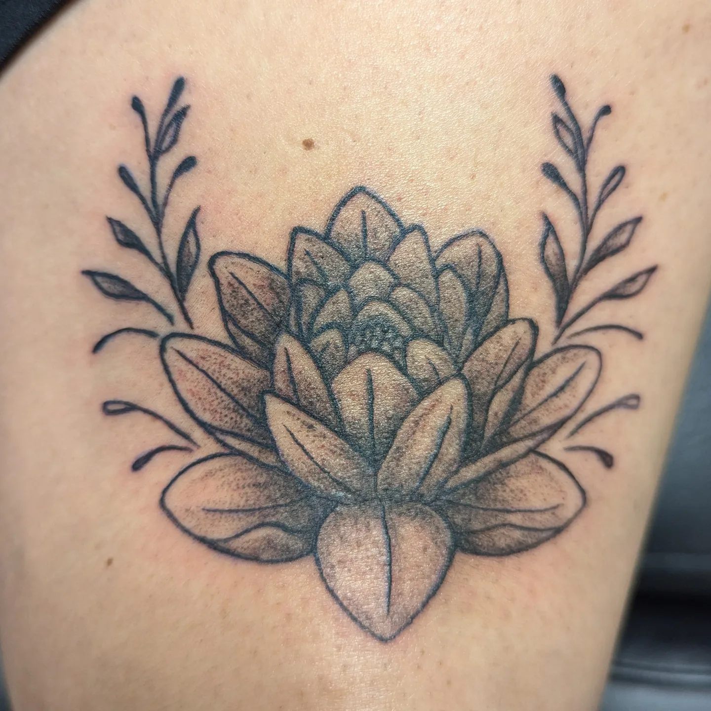 Tattoo by @druidloutattoo — dotwork, black_and_grey
