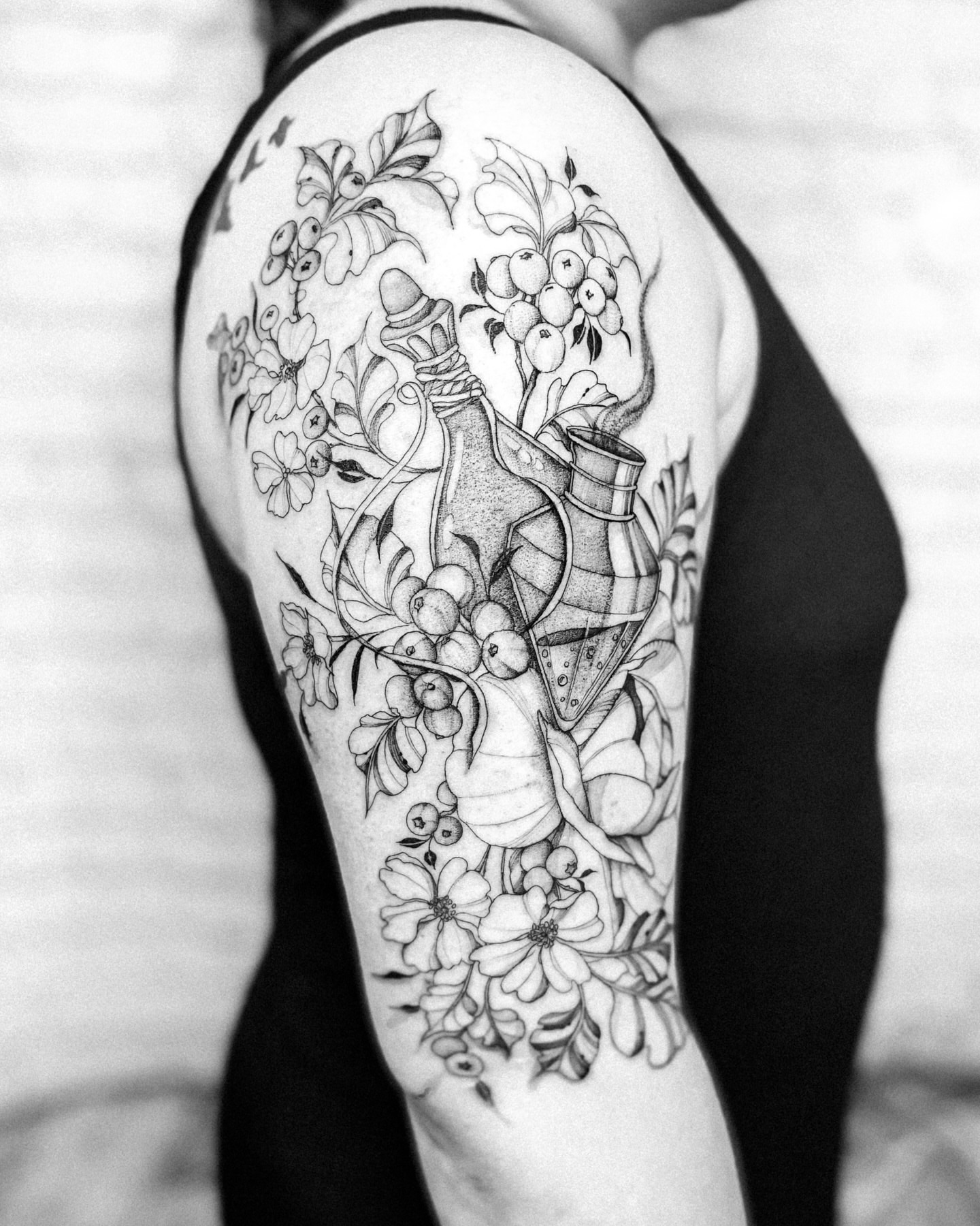 Botanical still life realism tattoo on the forearm by Ayauna Mai