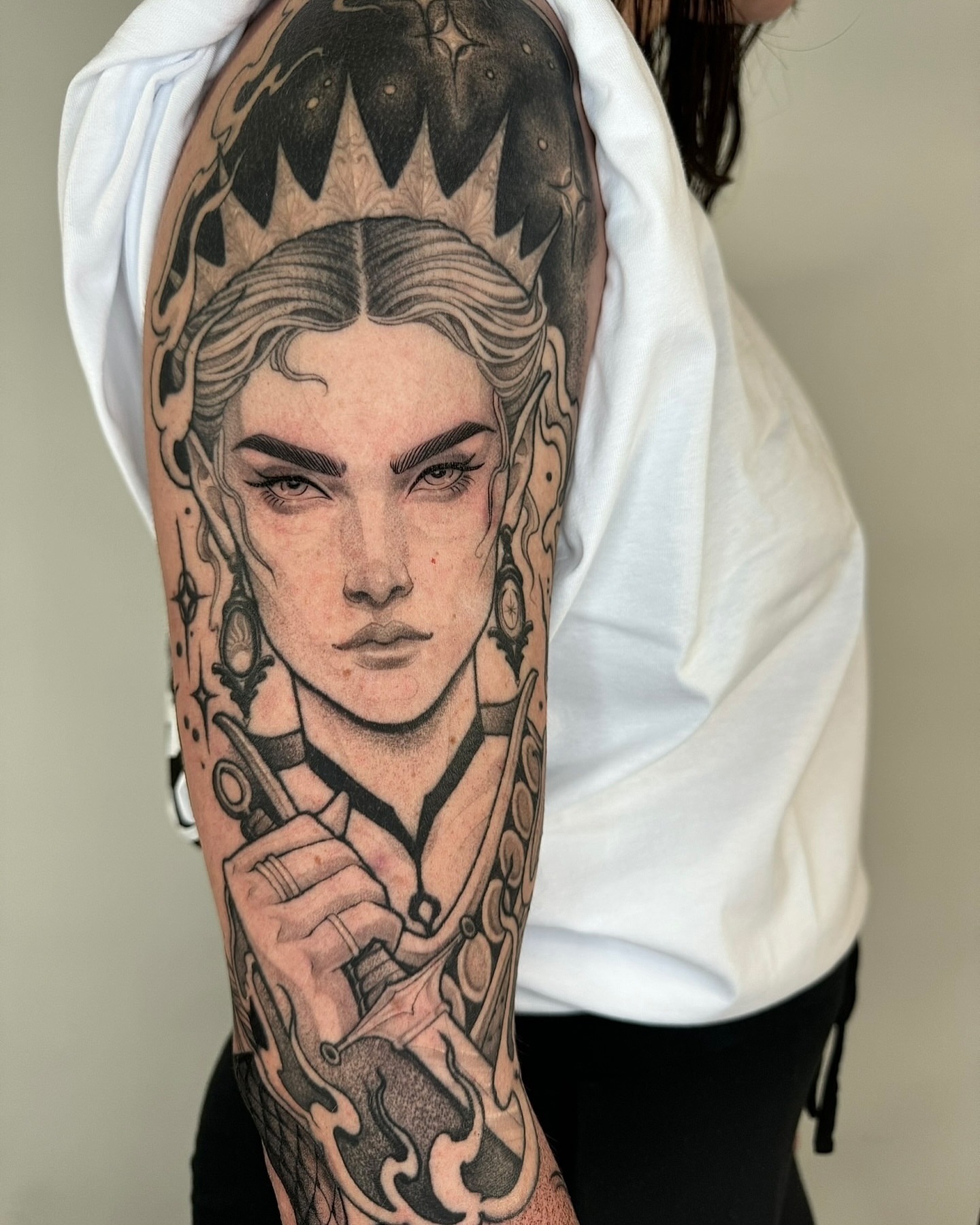 Portrait of a woman realism tattoo on the forearm by Las Vegas Tattoo Artist