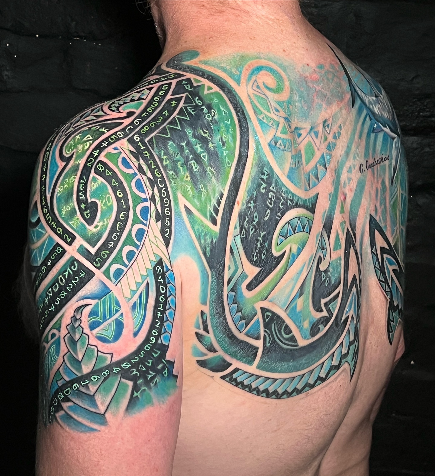 Abstract design geometric tattoo on the back by ππππππ