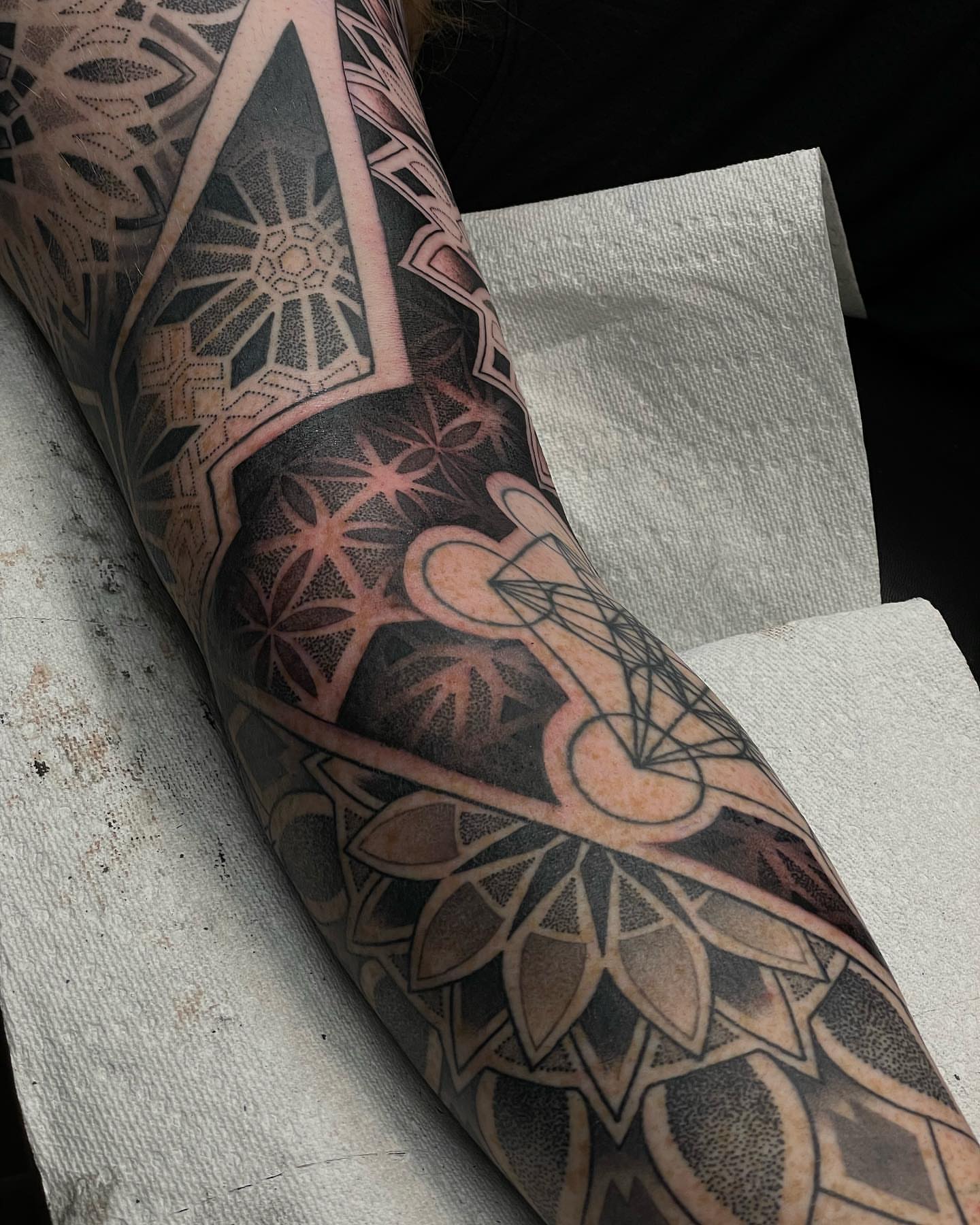 Geometric mandala geometric tattoo on the forearm by Jesse (Dreadzilla)