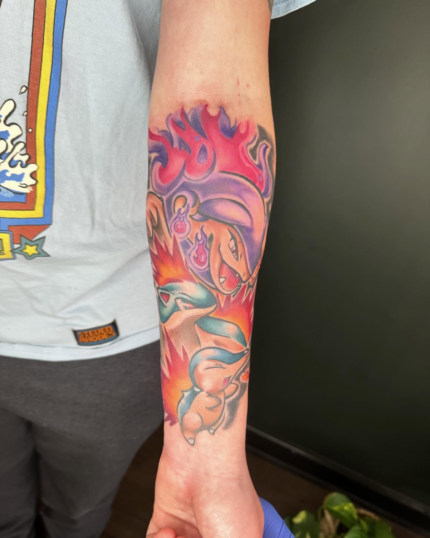 Bulbasaur new school tattoo on the forearm by Valen Laska