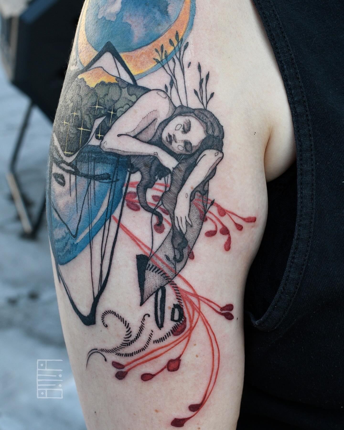 Tattoo by @emmagracetattoo — illustrative, dotwork