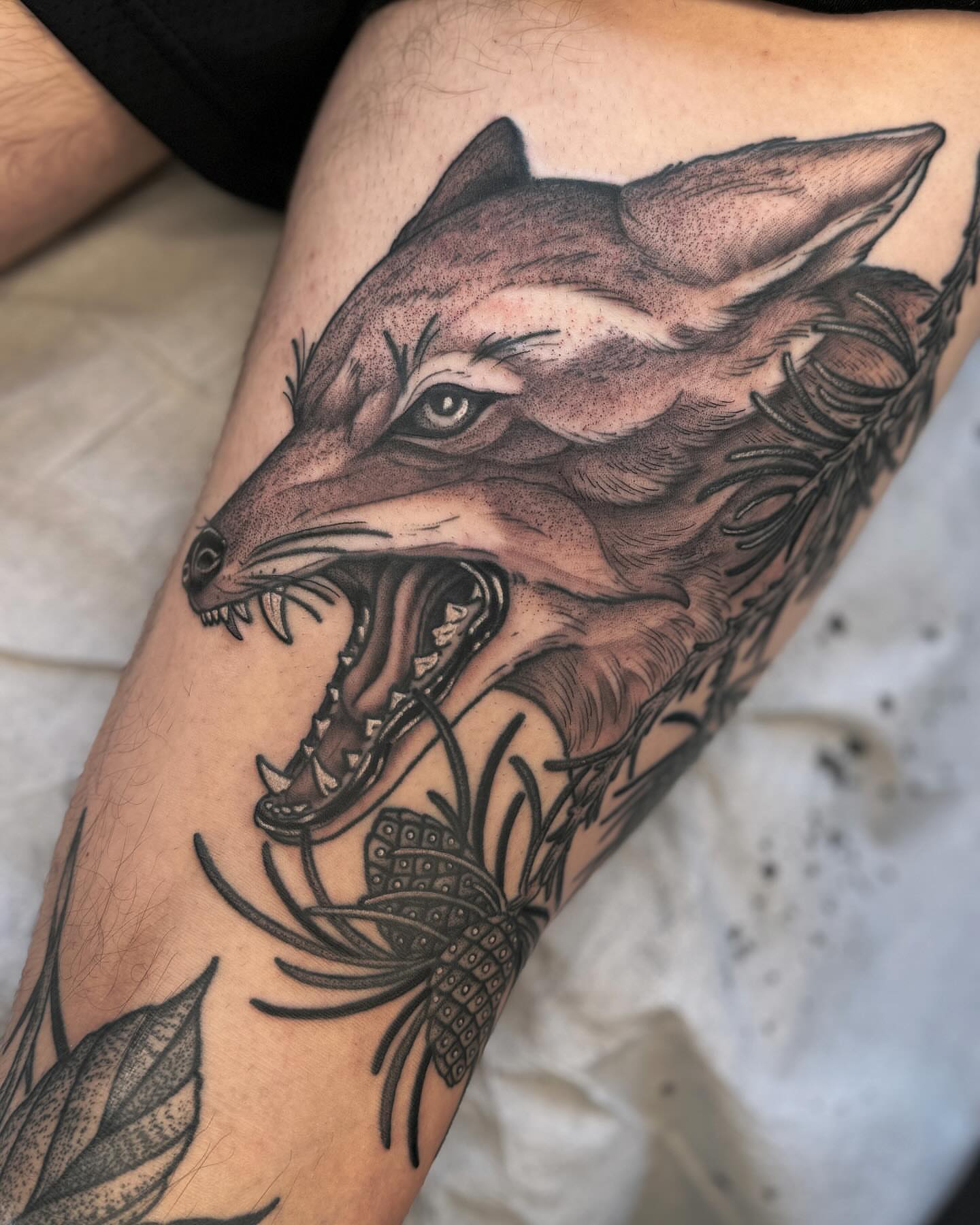 Tattoo by @thiefhands — black_and_grey
