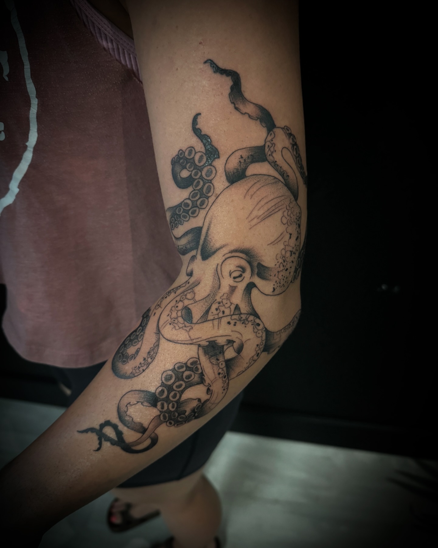 Octopus realism tattoo on the forearm by Chip