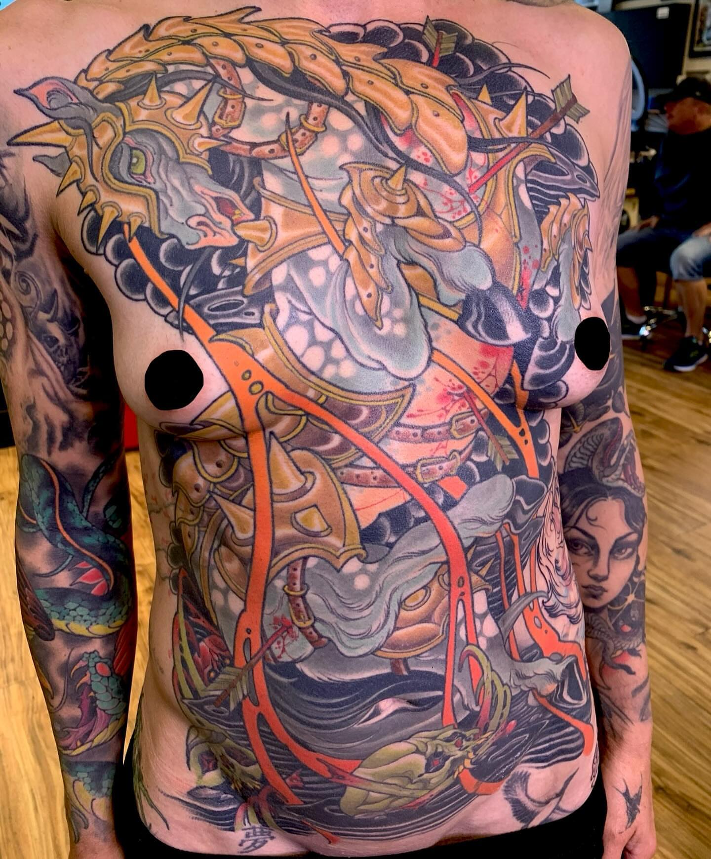 Tattoo by @r_goodkind — japanese_irezumi, dotwork