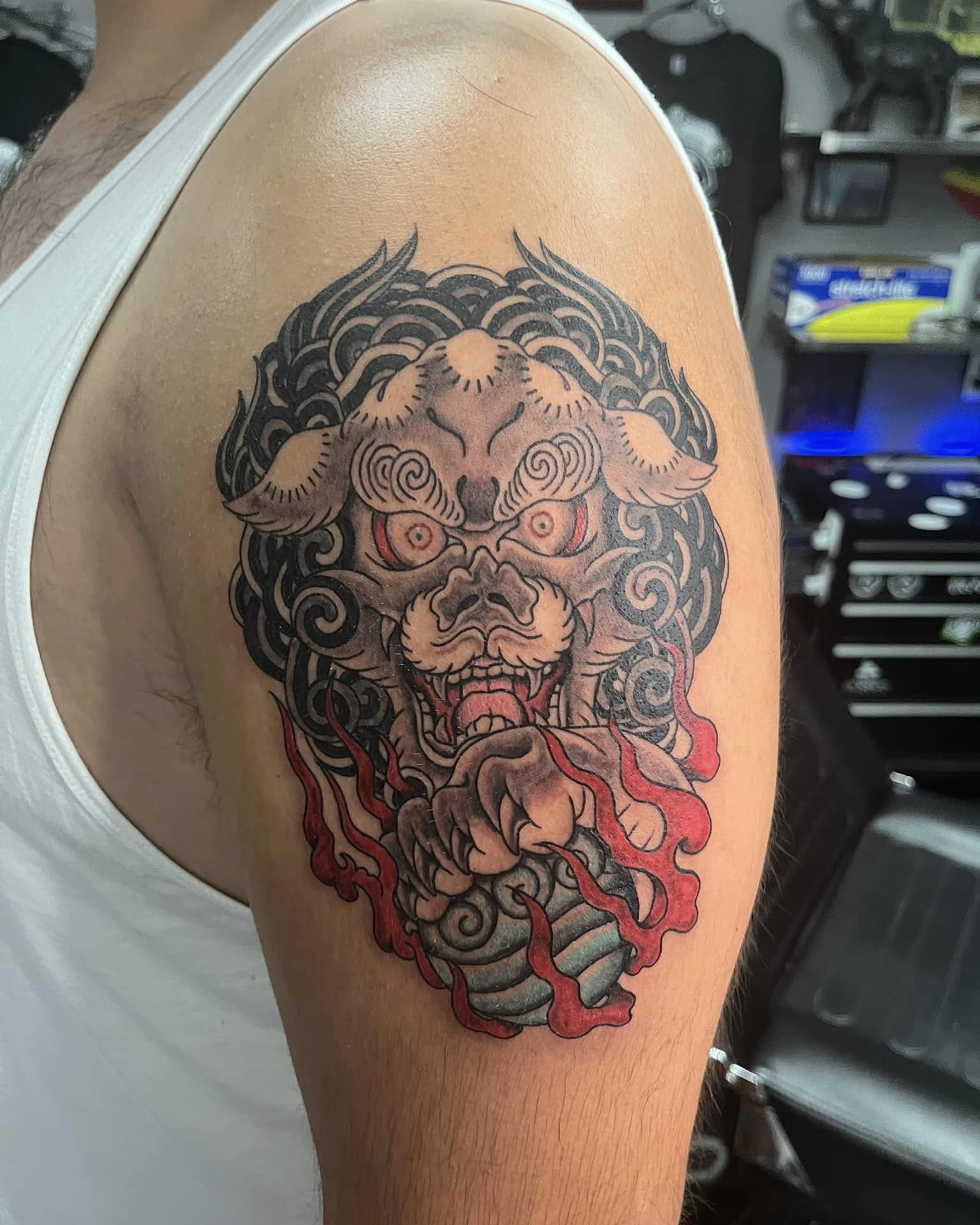 Tattoo by @beasttexas_studios — american_traditional, dotwork