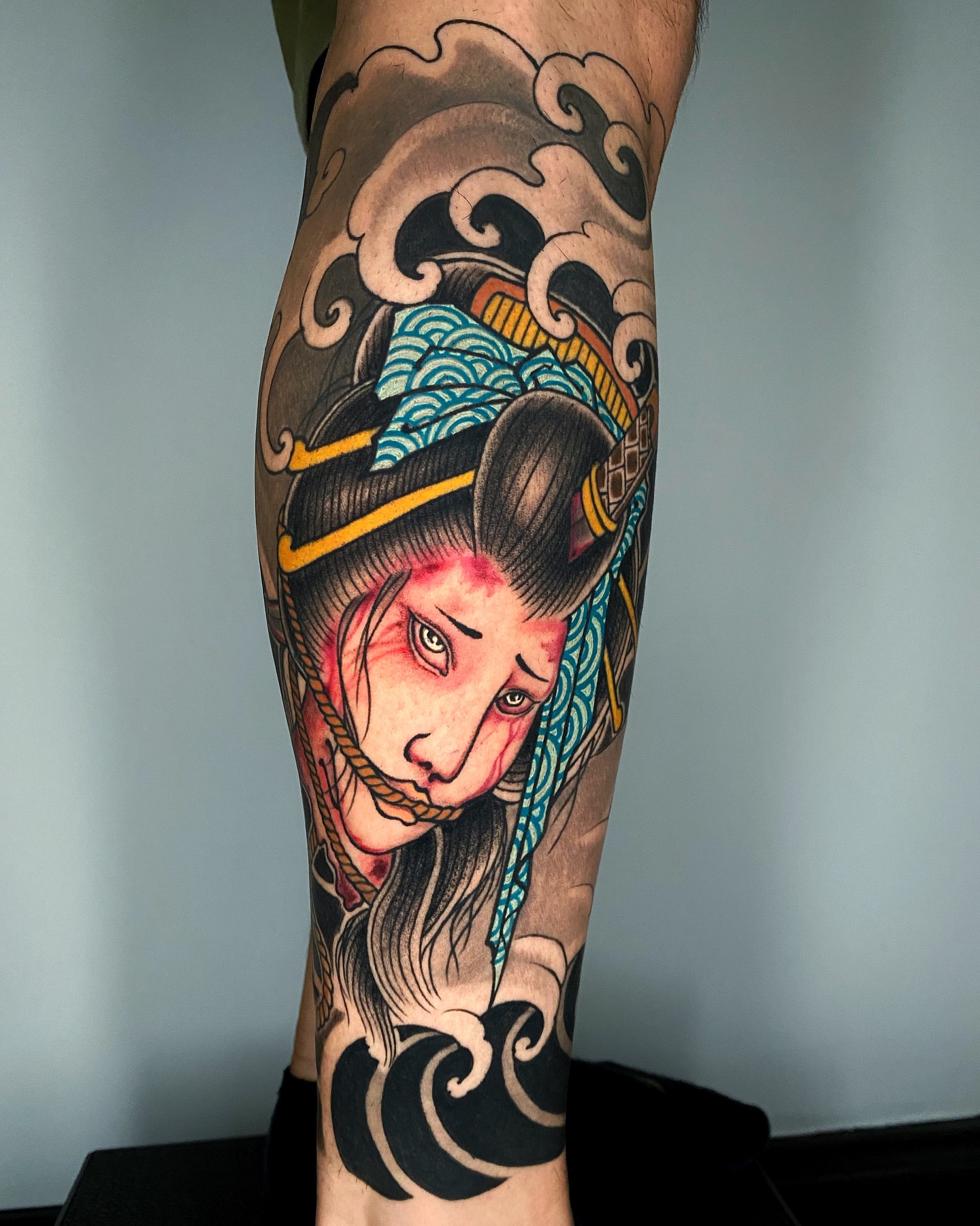 Geisha japanese irezumi tattoo on the forearm by H O R I H A N