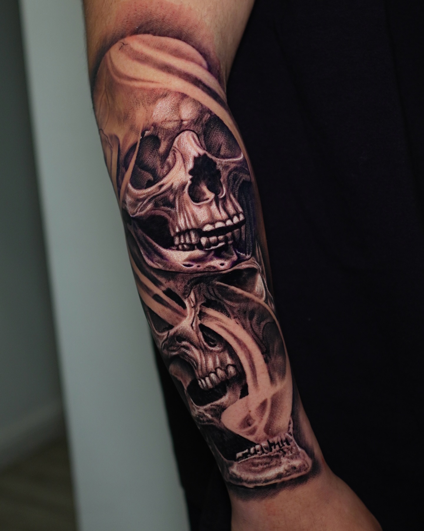 Skull realism tattoo on the forearm by Dallas tattoo artist