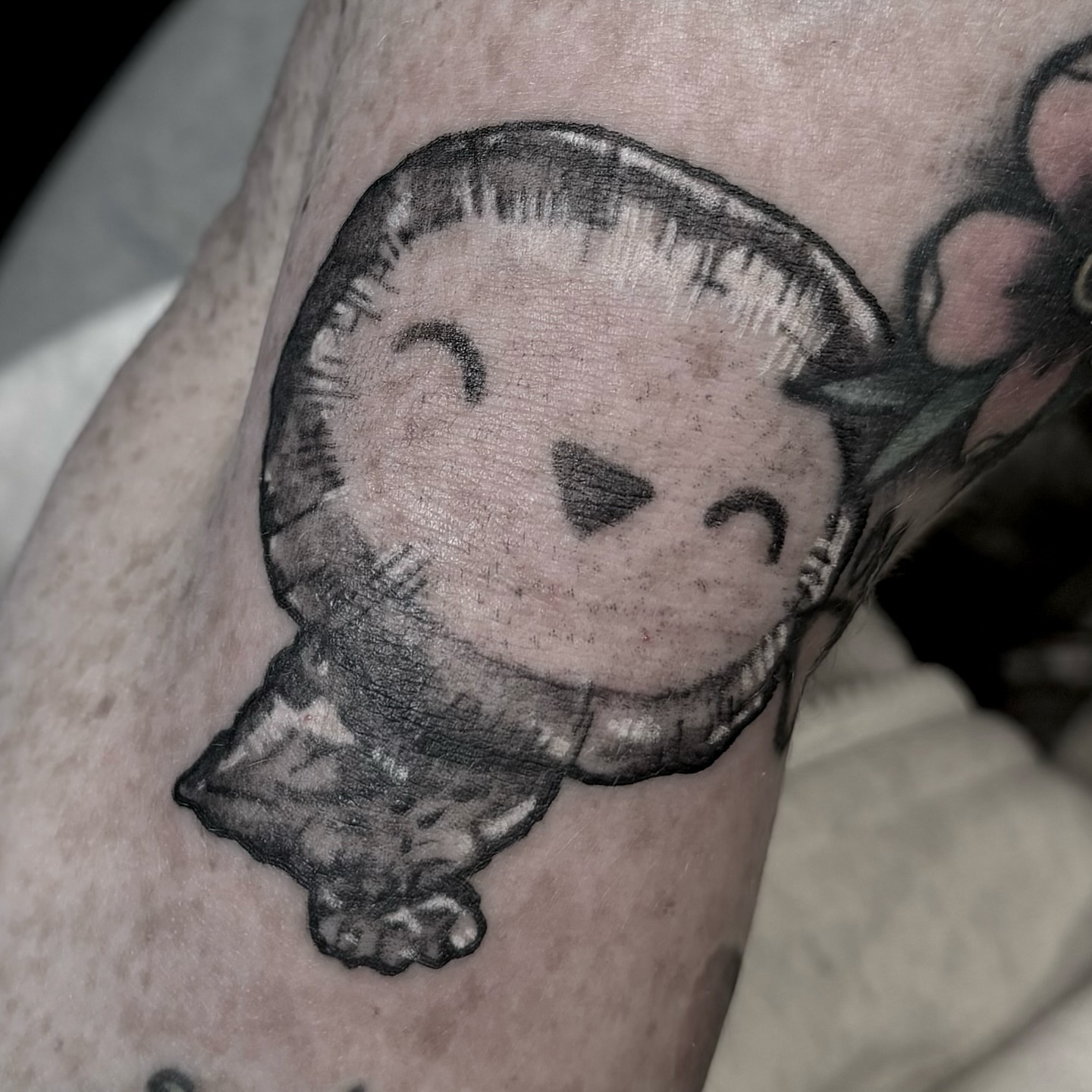 Chibi character black and grey tattoo on the forearm by ⛓️ 𝓑𝓻𝓸𝓸𝓴𝓮𝓵𝓵𝓮 𝓑𝓸𝓶𝓫𝓼𝓱𝓮𝓵𝓵𝓮 ⛓️