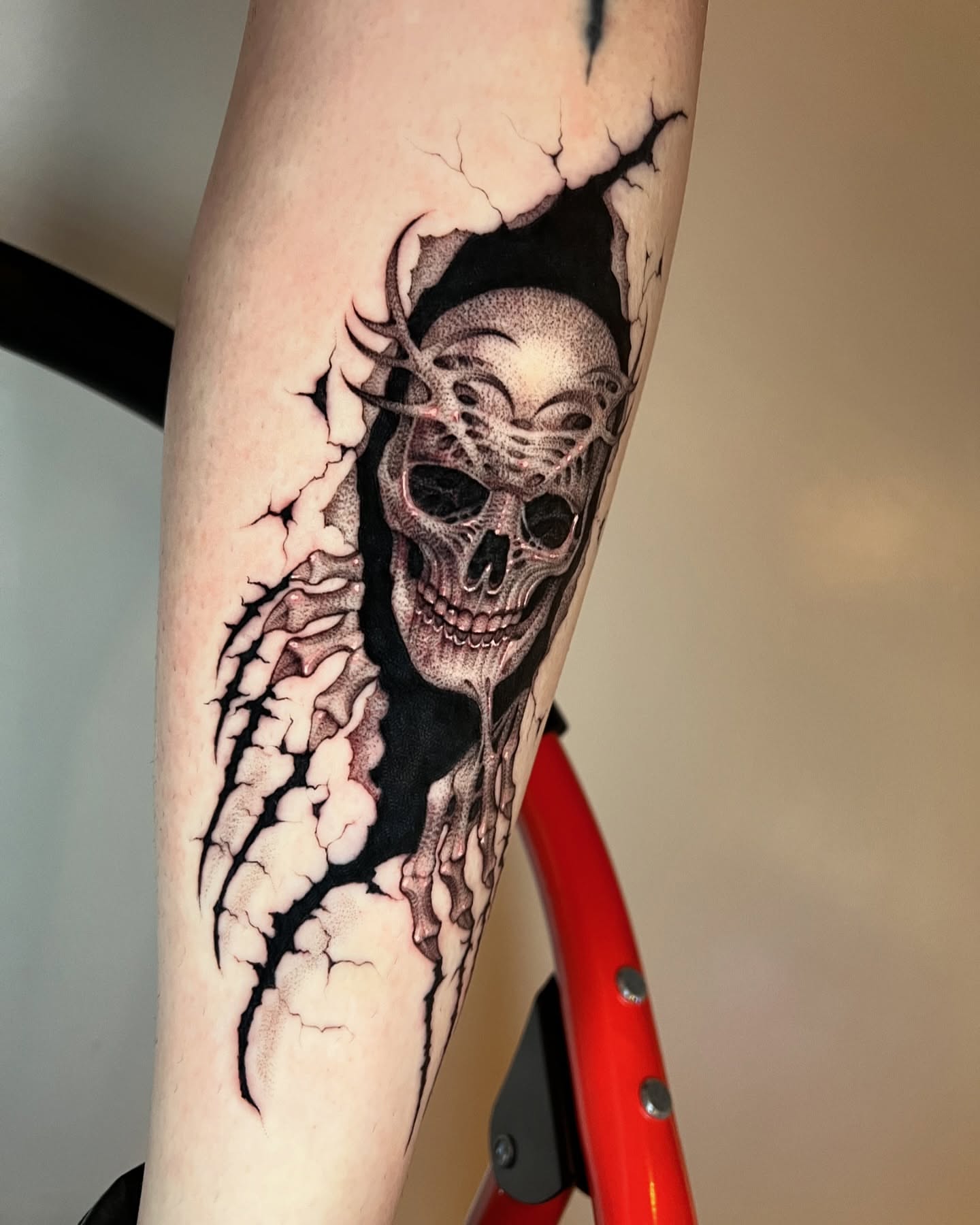Skull realism tattoo on the forearm by ๐ค ๐๐๐๐๐๐ ๐ค