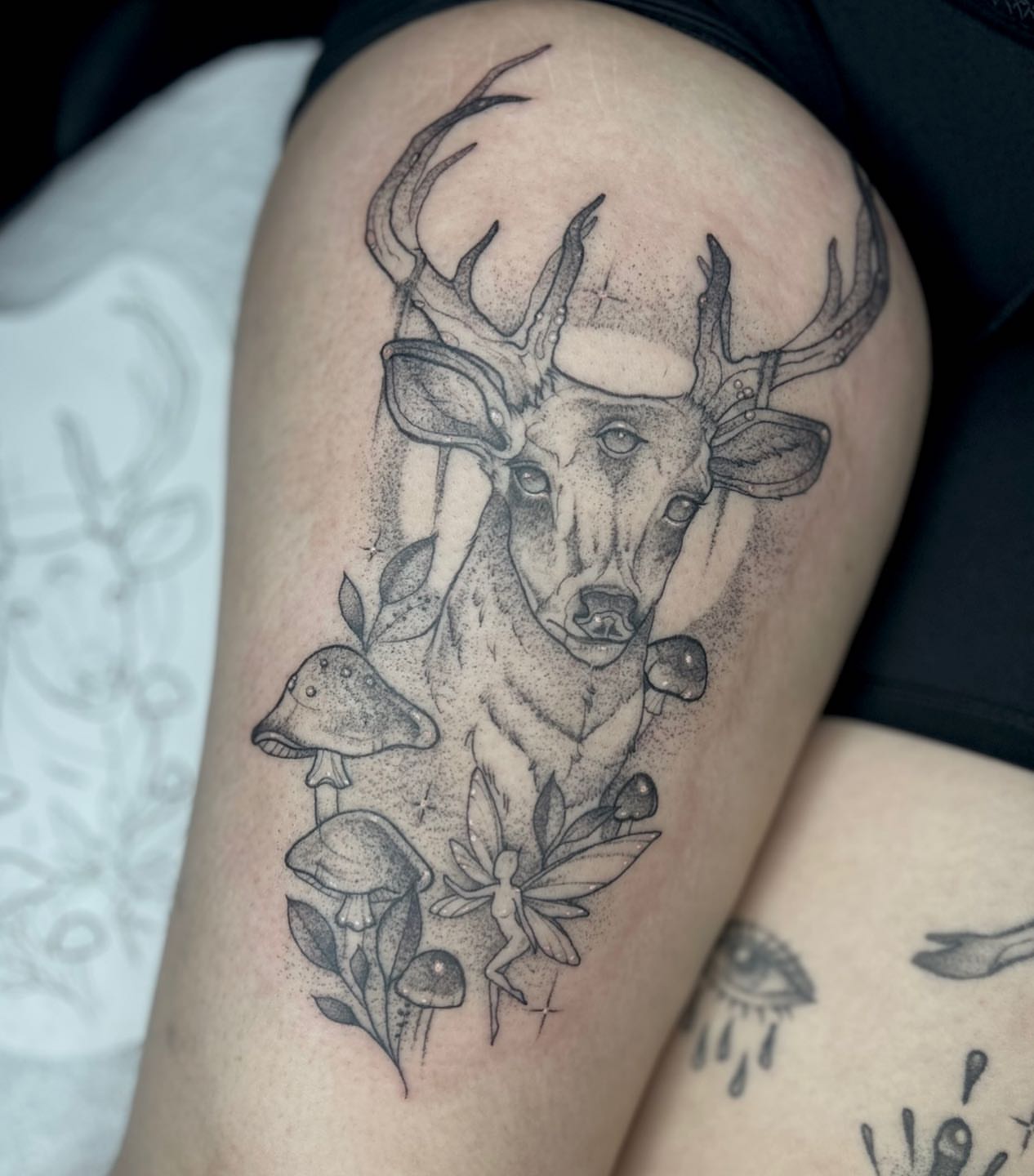 Tattoo by @lovelytattooing — dotwork, black_and_grey