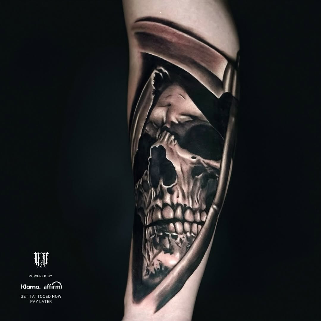 Grim reaper skull realism tattoo on the forearm by ✝️ Nicholas Fernandez ✝️