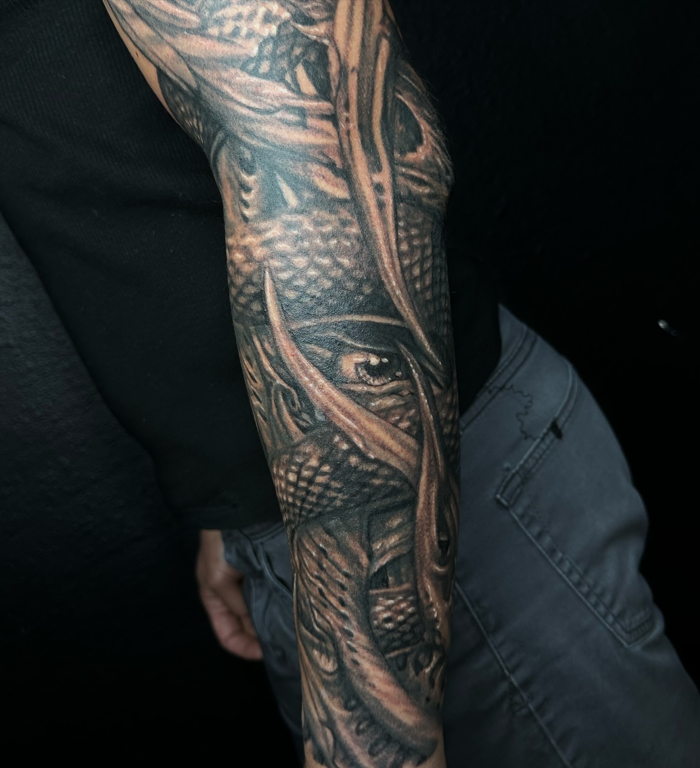 Dragon realism tattoo on the forearm by Alia