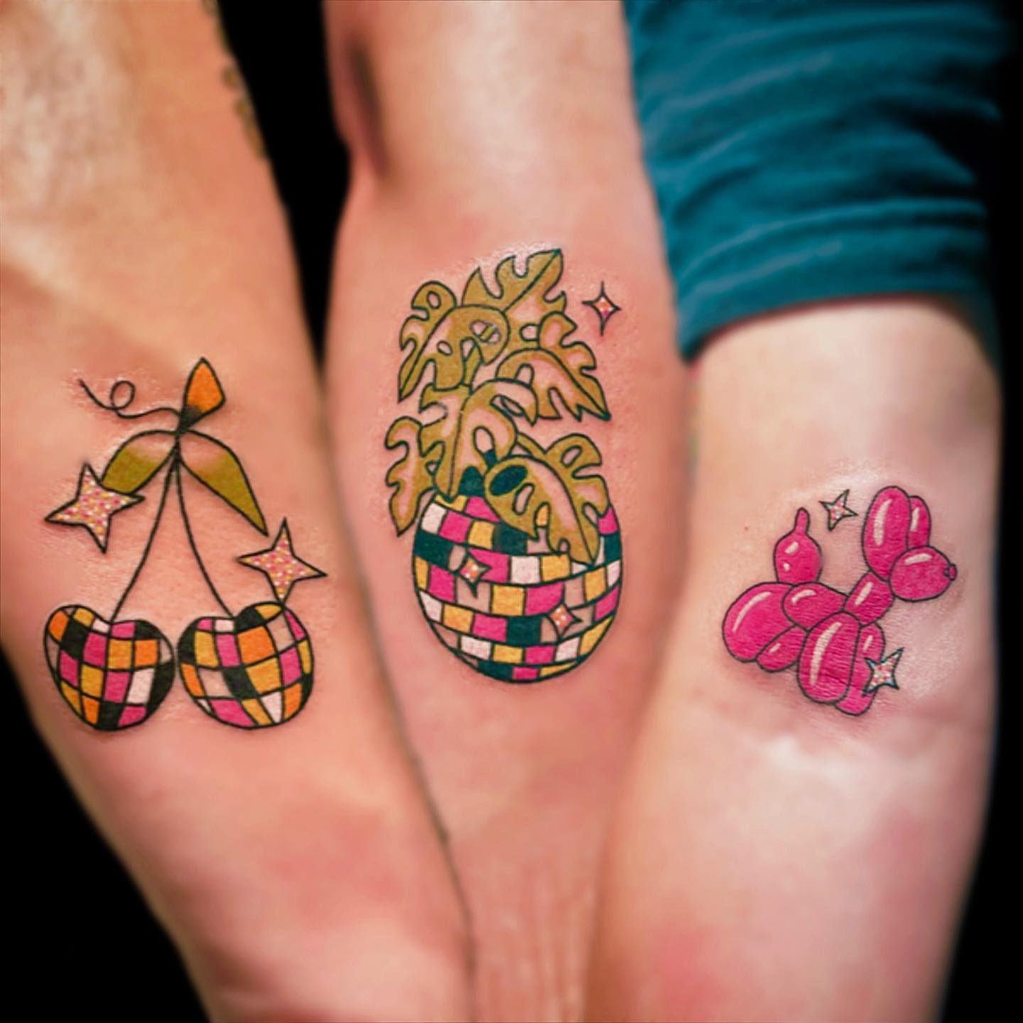 Cherry geometric tattoo on the forearm by โงโ โฑ โพ ๐ณ๐๐๐๐๐ โฆ โฑ โโง