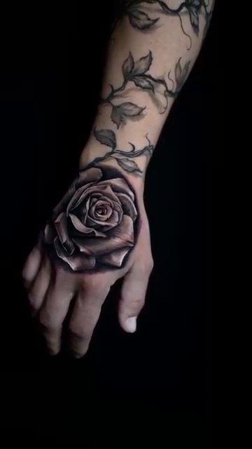 Rose with vine realism tattoo by Keebs