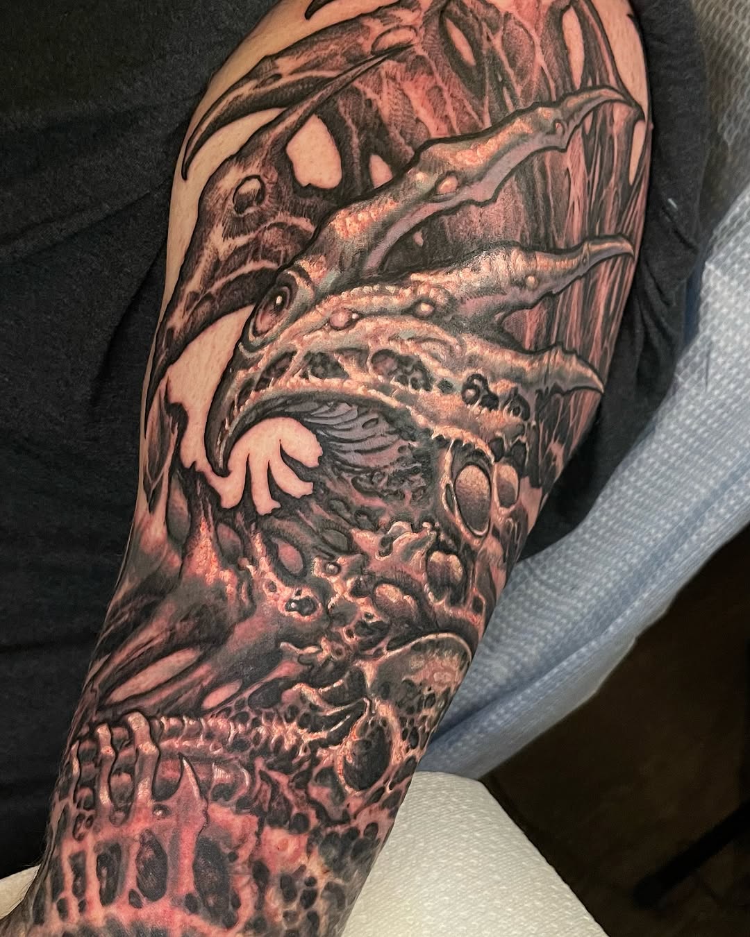 Tattoo by @shainesmithtattoo — dark_realism, blackwork