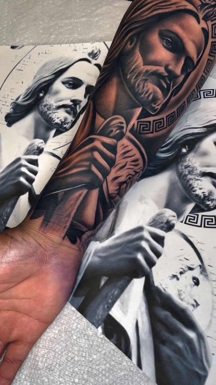 Tattoo by @aleks_tat2 — realism, black_and_grey