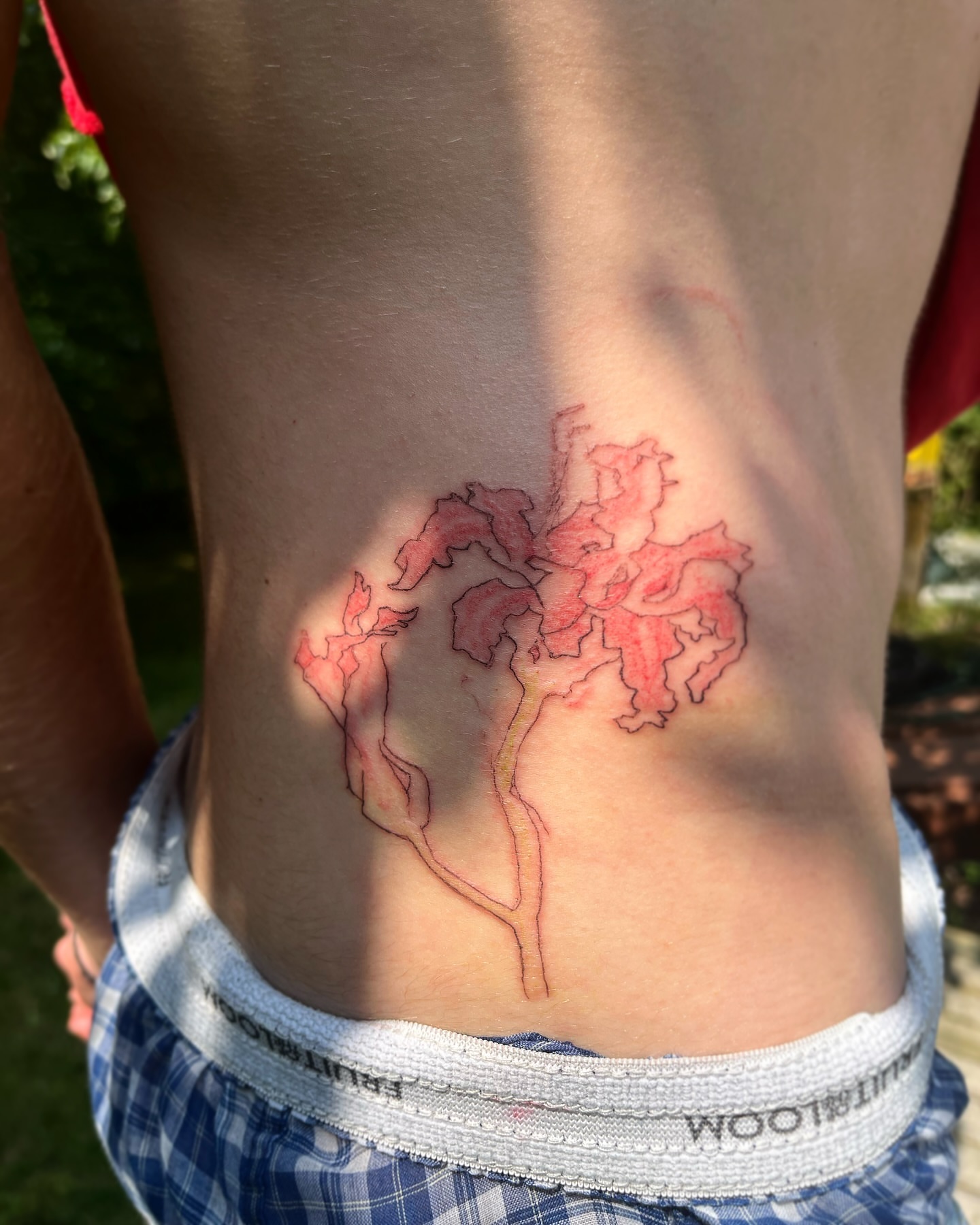 Horse and rider watercolor tattoo on the ribs by 잡초