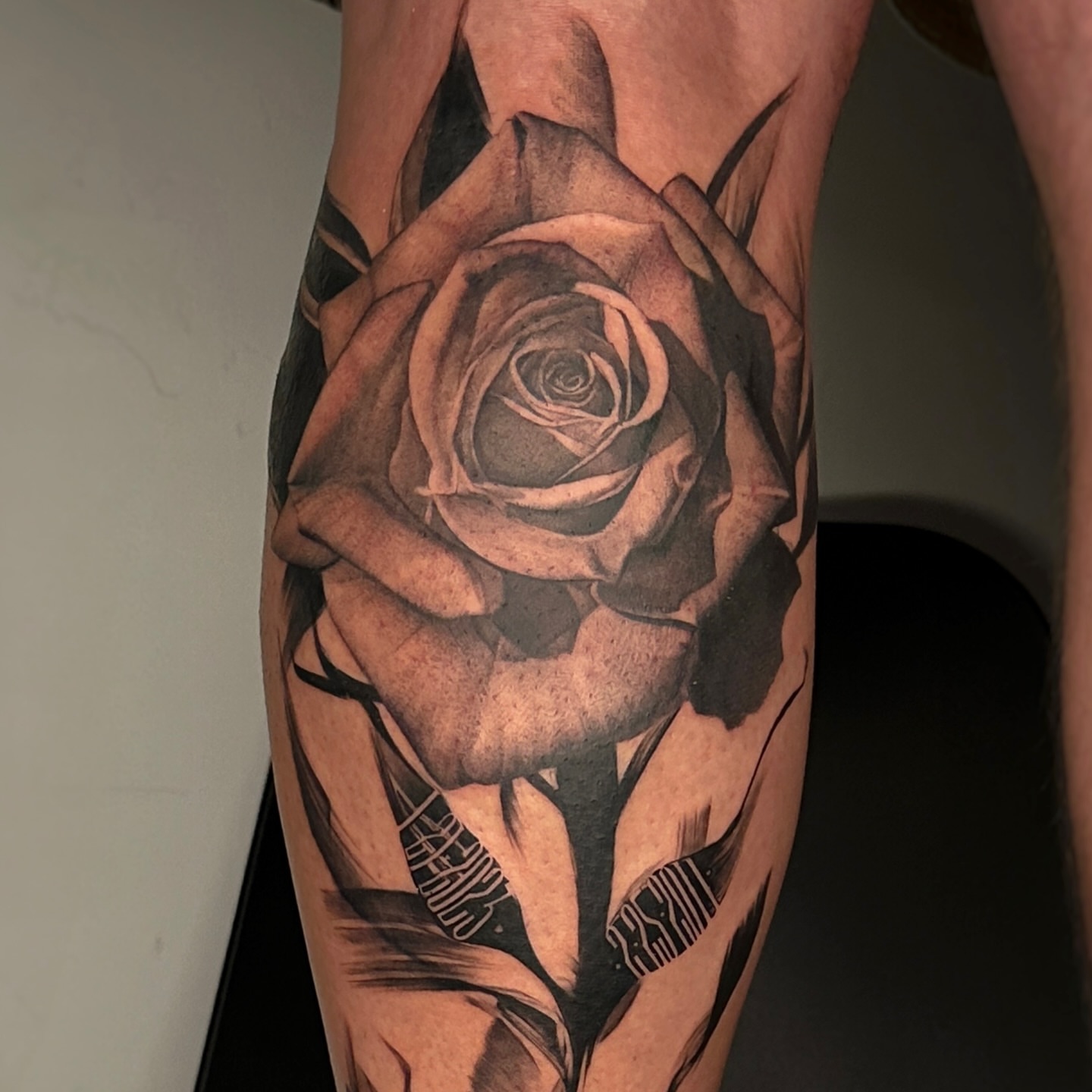 Rose realism tattoo on the forearm by Paige Jean