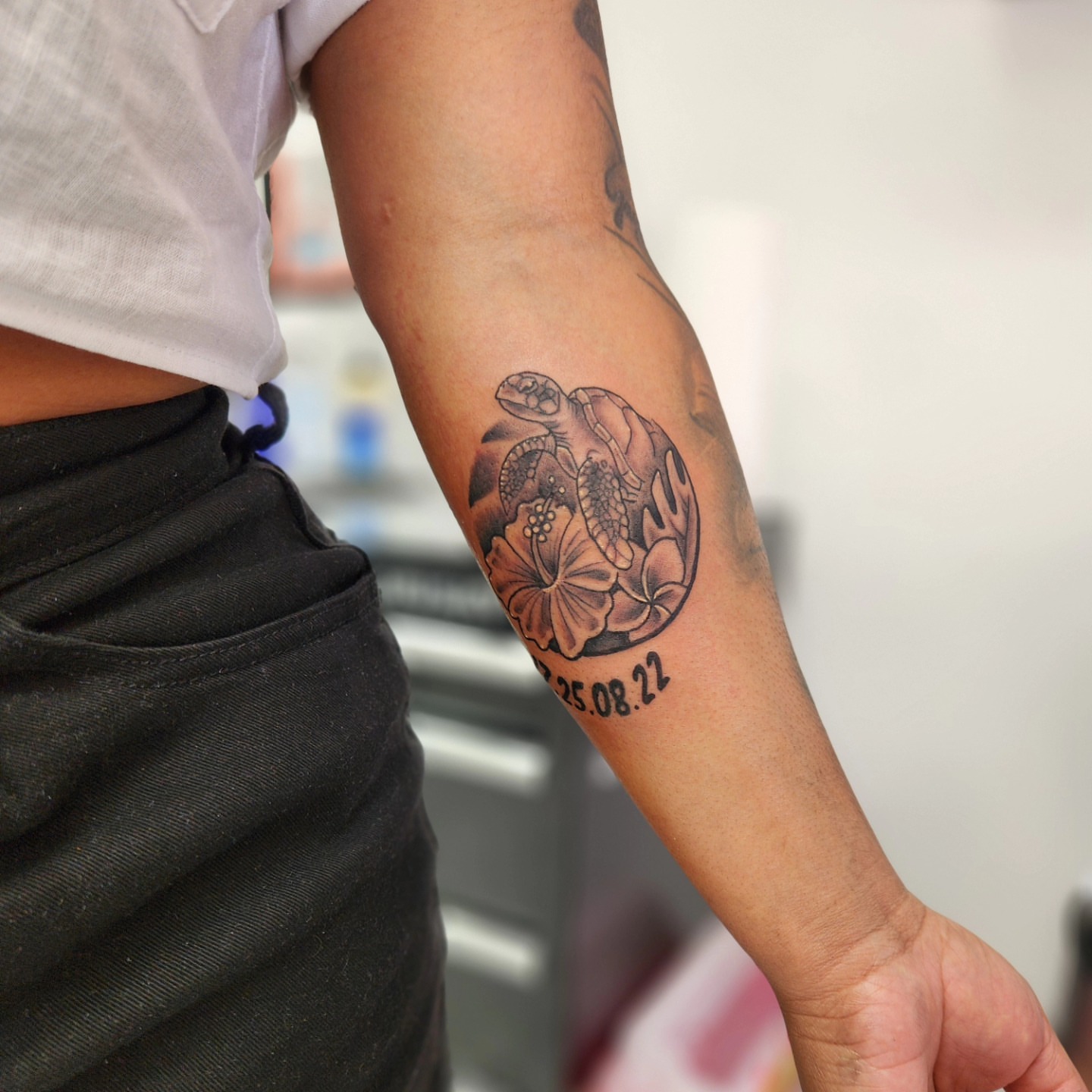 Tattoo by @artbyalizard — black_and_grey