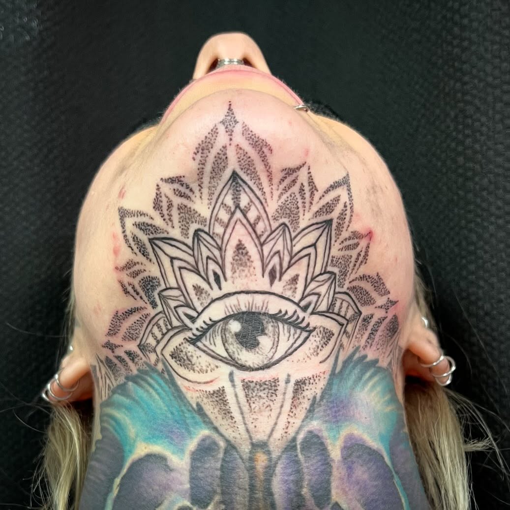 Tattoo by @bobsimmonstattoo — dotwork, geometric