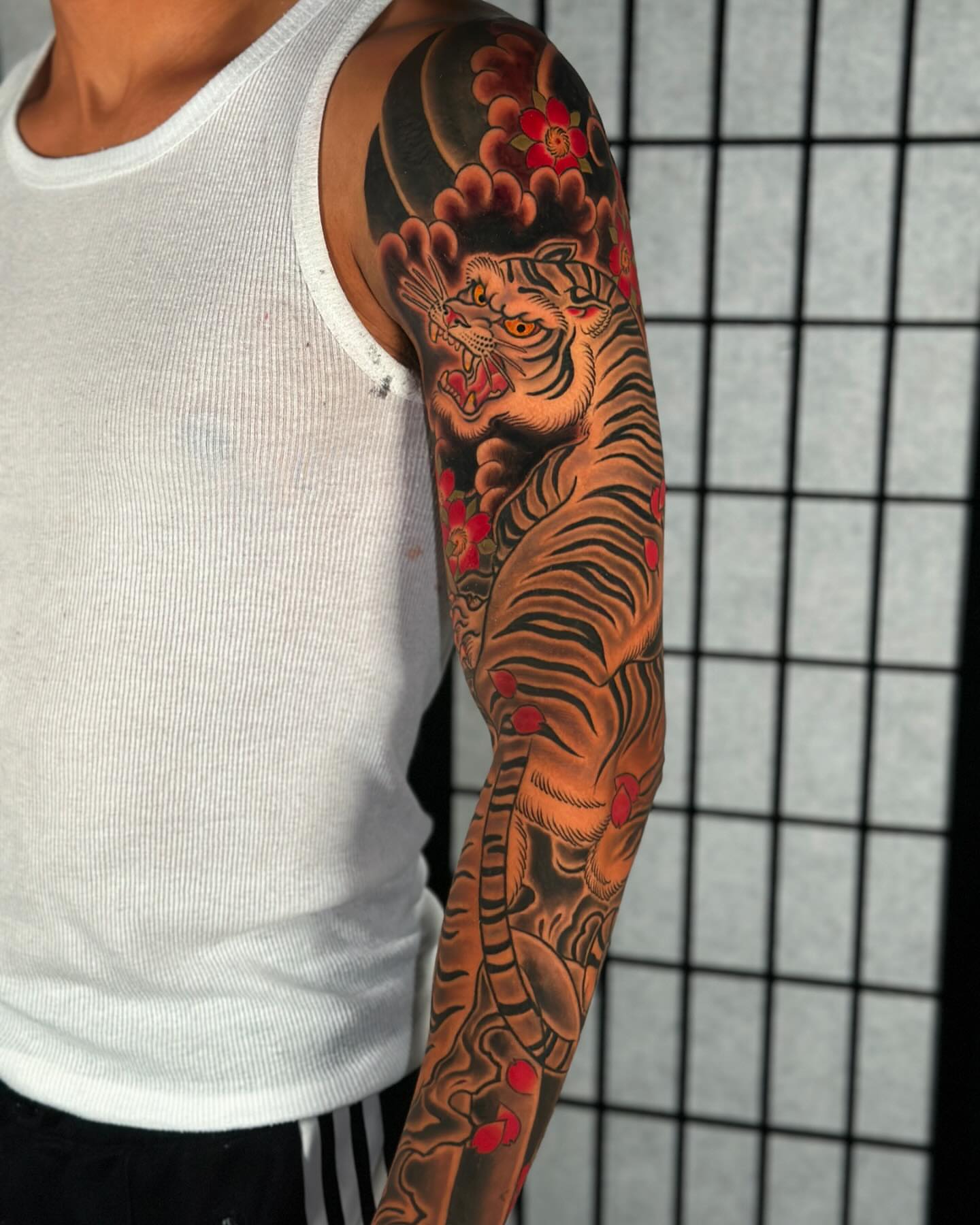 Tiger japanese irezumi tattoo on the forearm by Mario Arcila