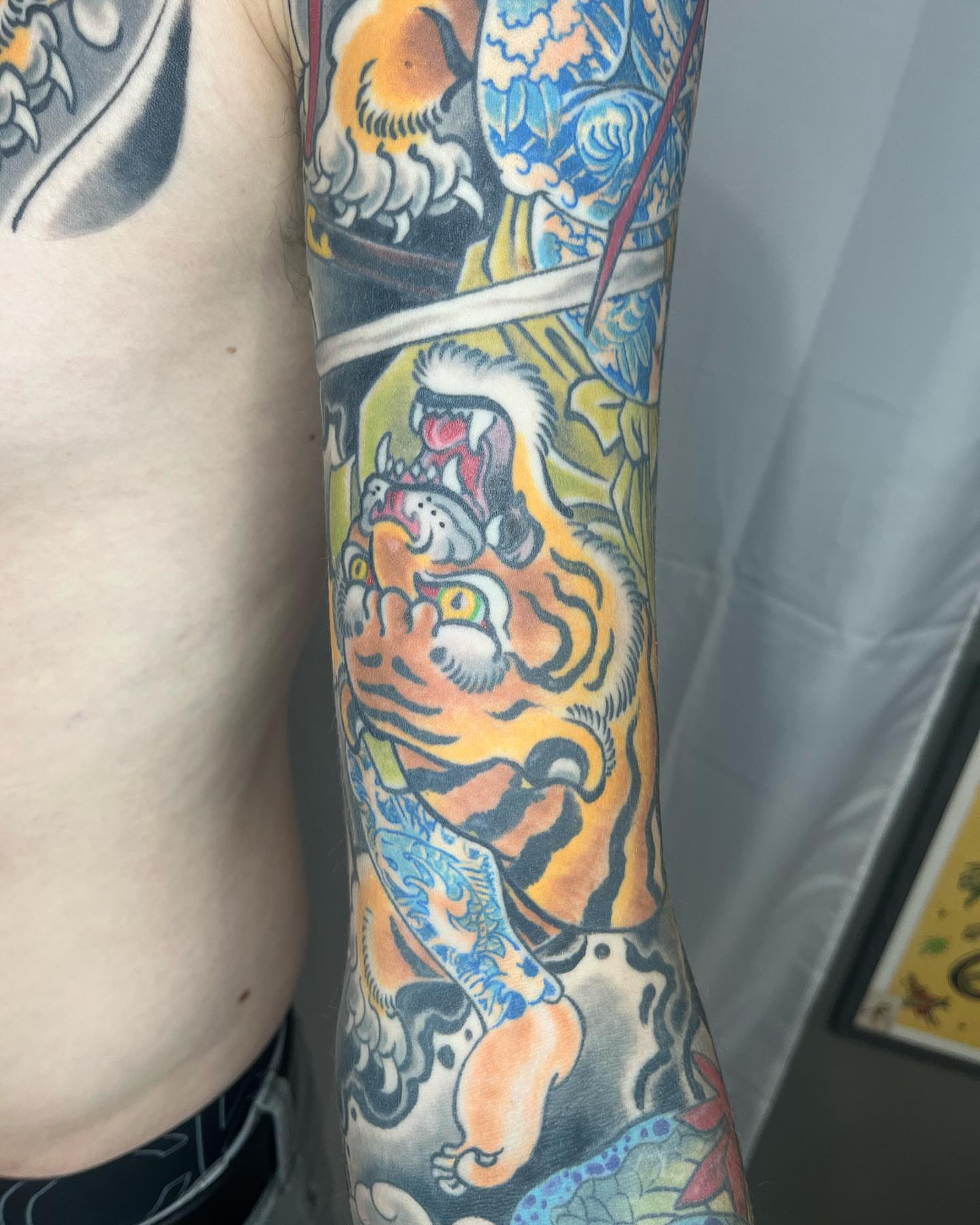 Tiger japanese irezumi tattoo on the forearm by biggstattoos