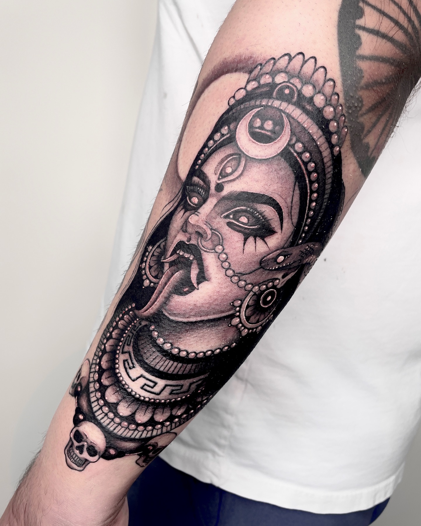 Demoness realism tattoo on the forearm by LA tattoo