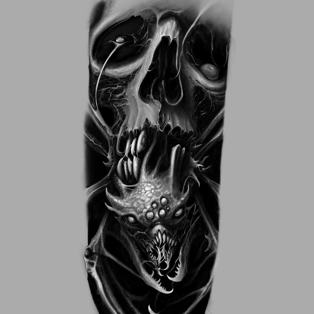 Tattoo by @99_blk — dark_realism, black_and_grey
