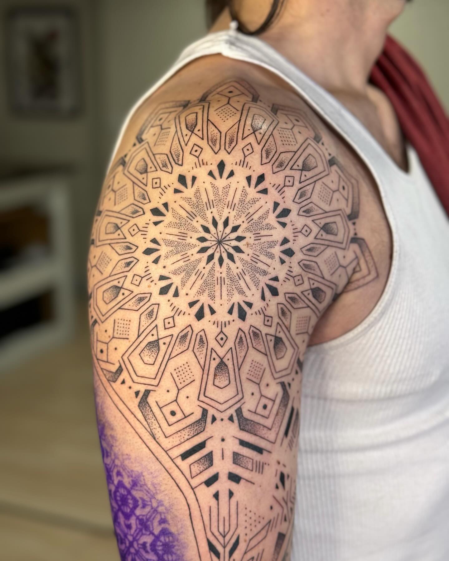 Tattoo by @lucidinceptions — dotwork, geometric