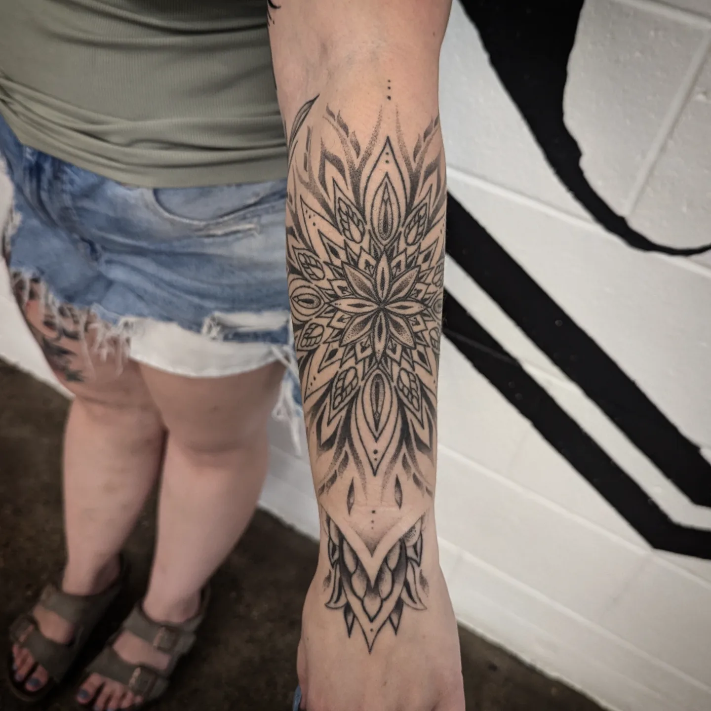 Tattoo by @krystamctattoos111 — dotwork, geometric