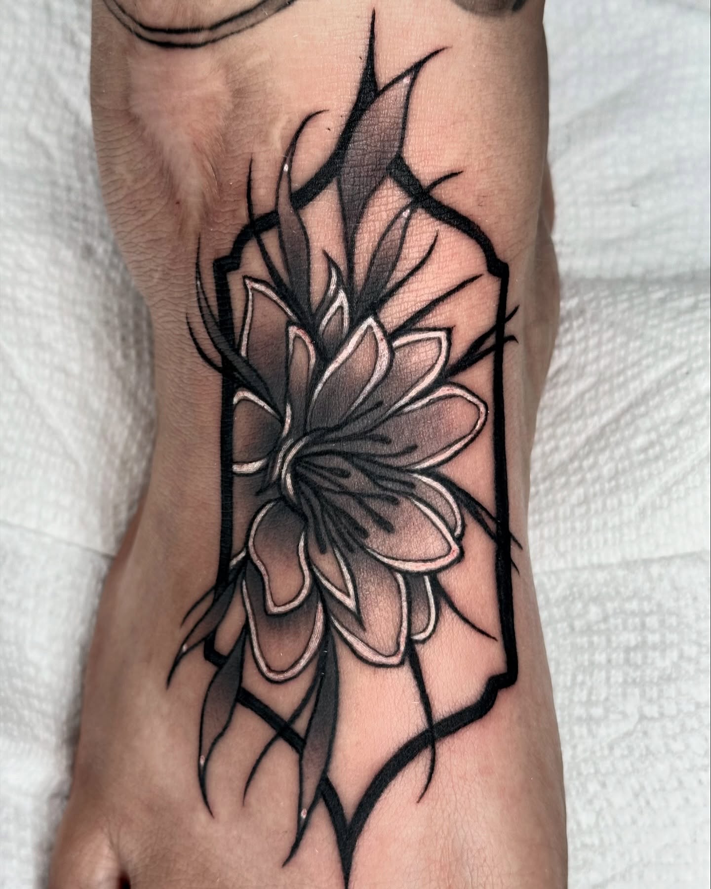 Flower black and grey tattoo on the forearm by ✮ Monarch Tattoos ✮