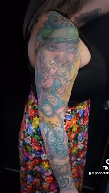 Disney characters new school tattoo by Abel Ponce