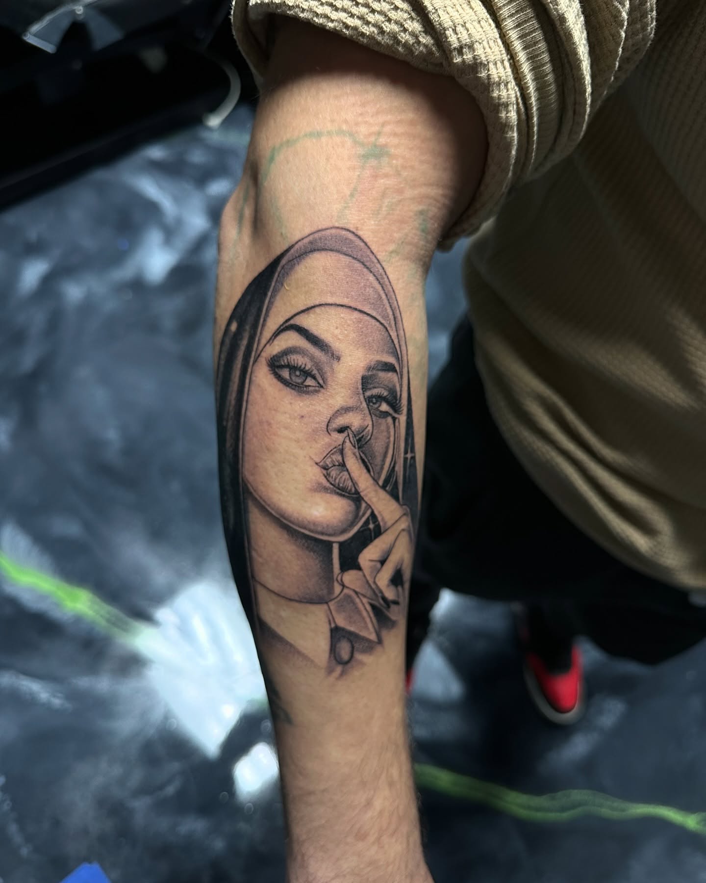 Woman realism tattoo on the forearm by 302inkgod, Wilmington, Delaware