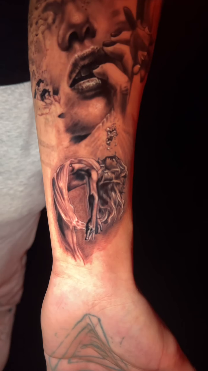 Tattoo by @pyramidofink β realism, black_and_grey