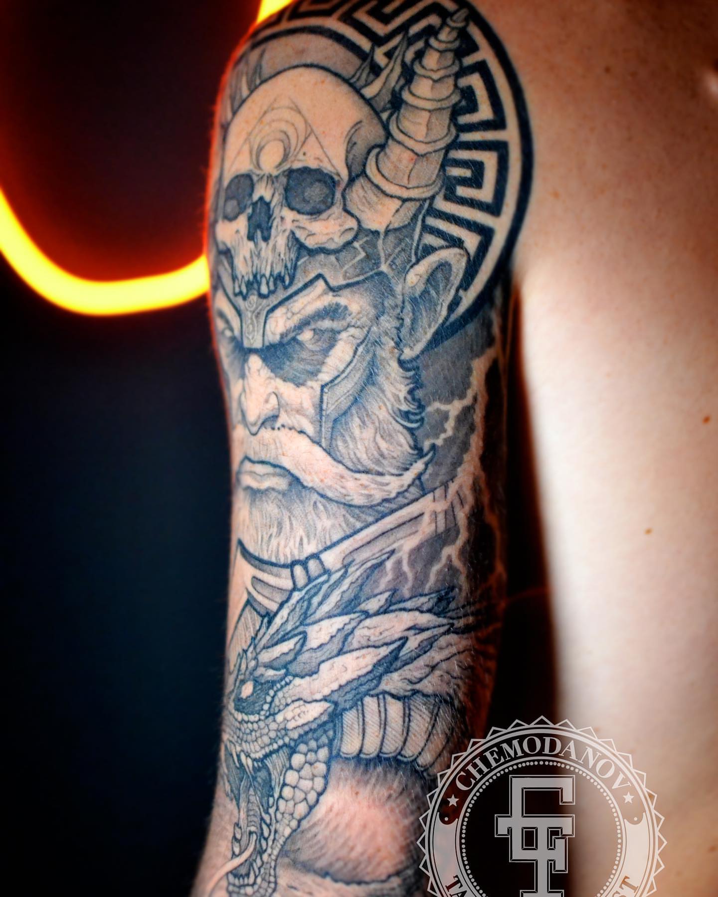 Tattoo by @chemodanov11 — black_and_grey, realism