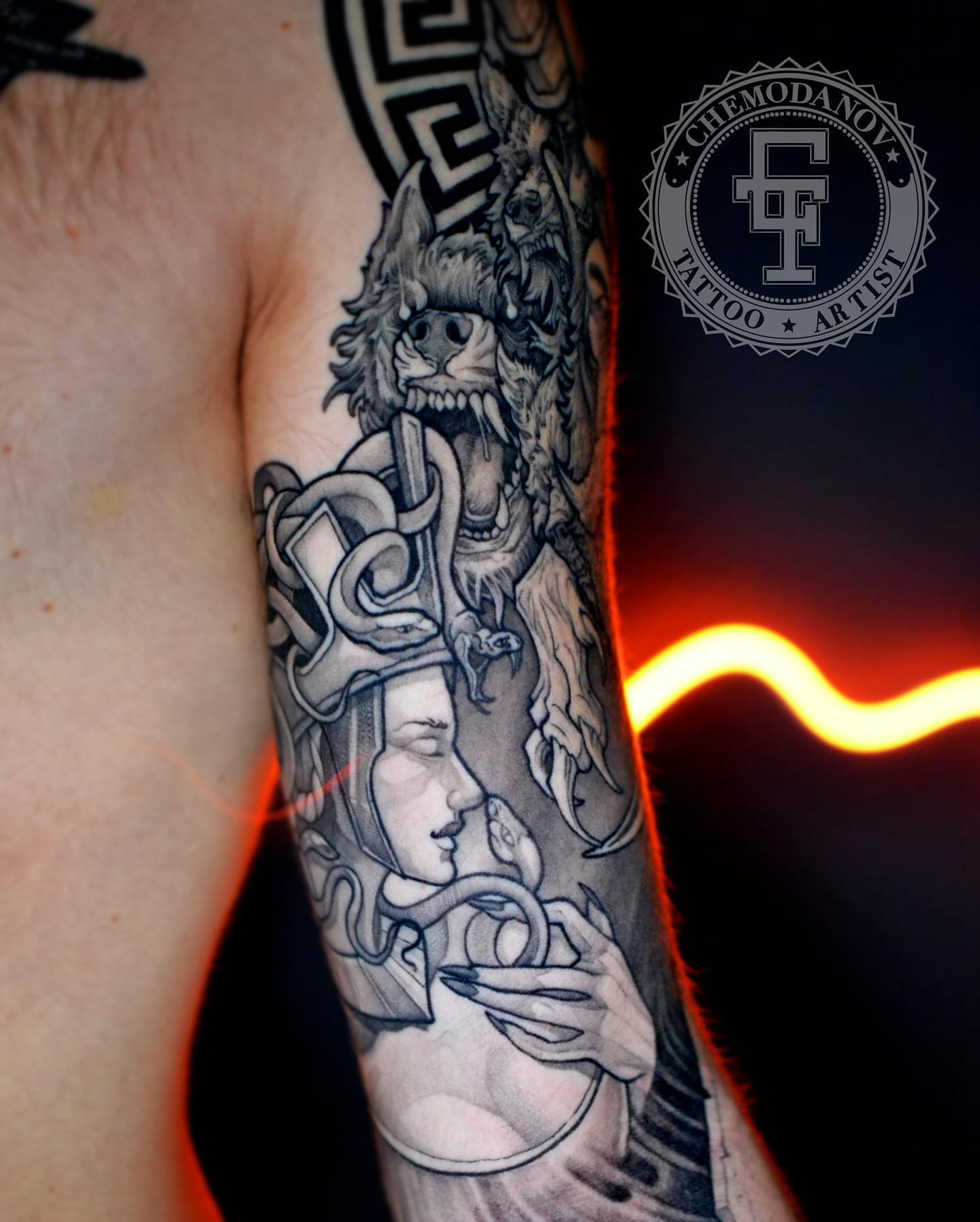 Tattoo by @chemodanov11 — black_and_grey, realism