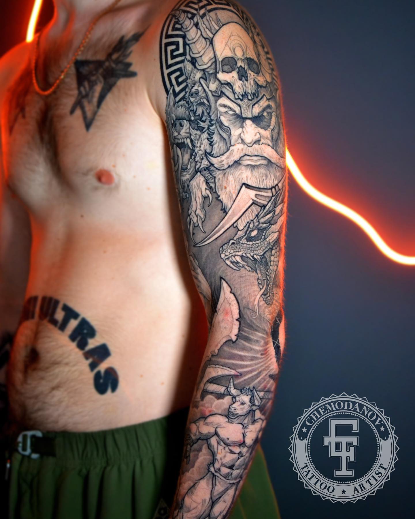 Tattoo by @chemodanov11 — black_and_grey, realism