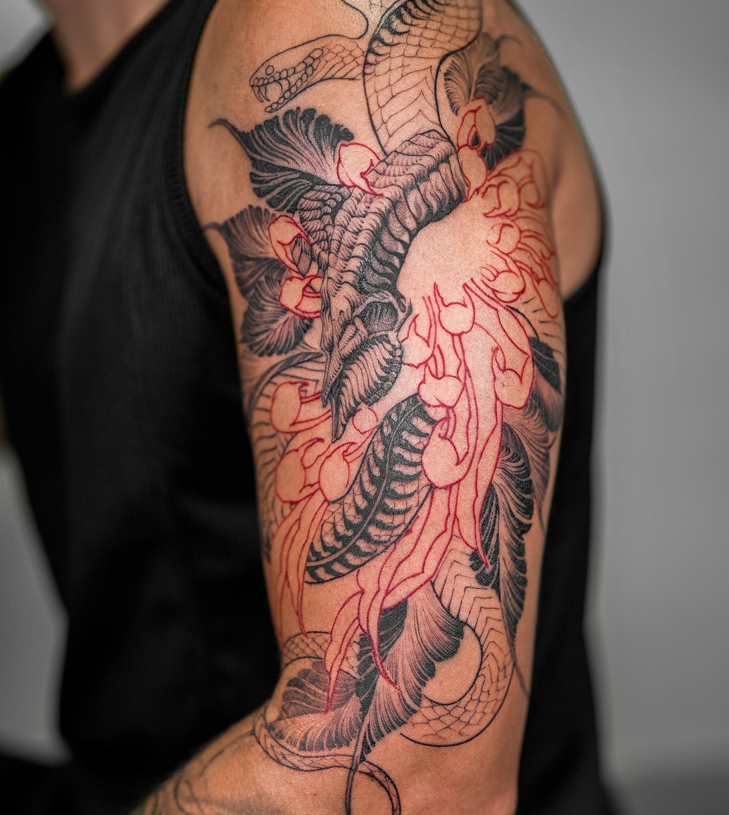 Snake and woman japanese irezumi tattoo on the upper arm by ๐
๐๐๐