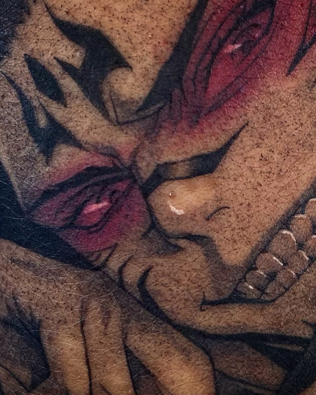 Tattoo by @tatdaddyangel — american_traditional, dotwork